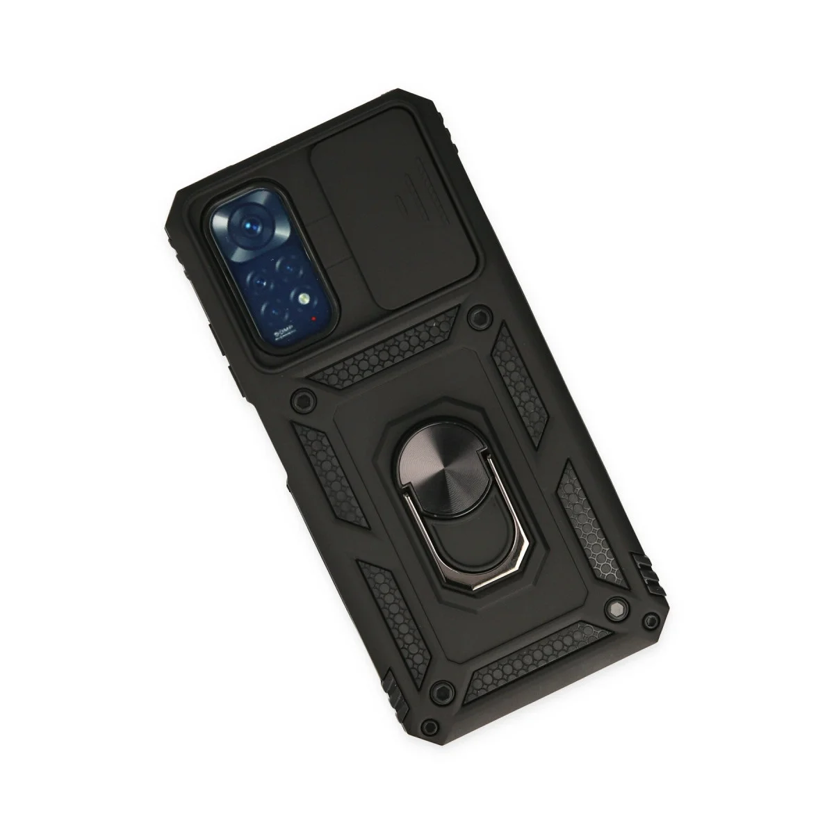 Northcity Note 11 Silikon Kılıf Siyah - Lens Korumalı, Metal Standlı ve Premium Kavrama