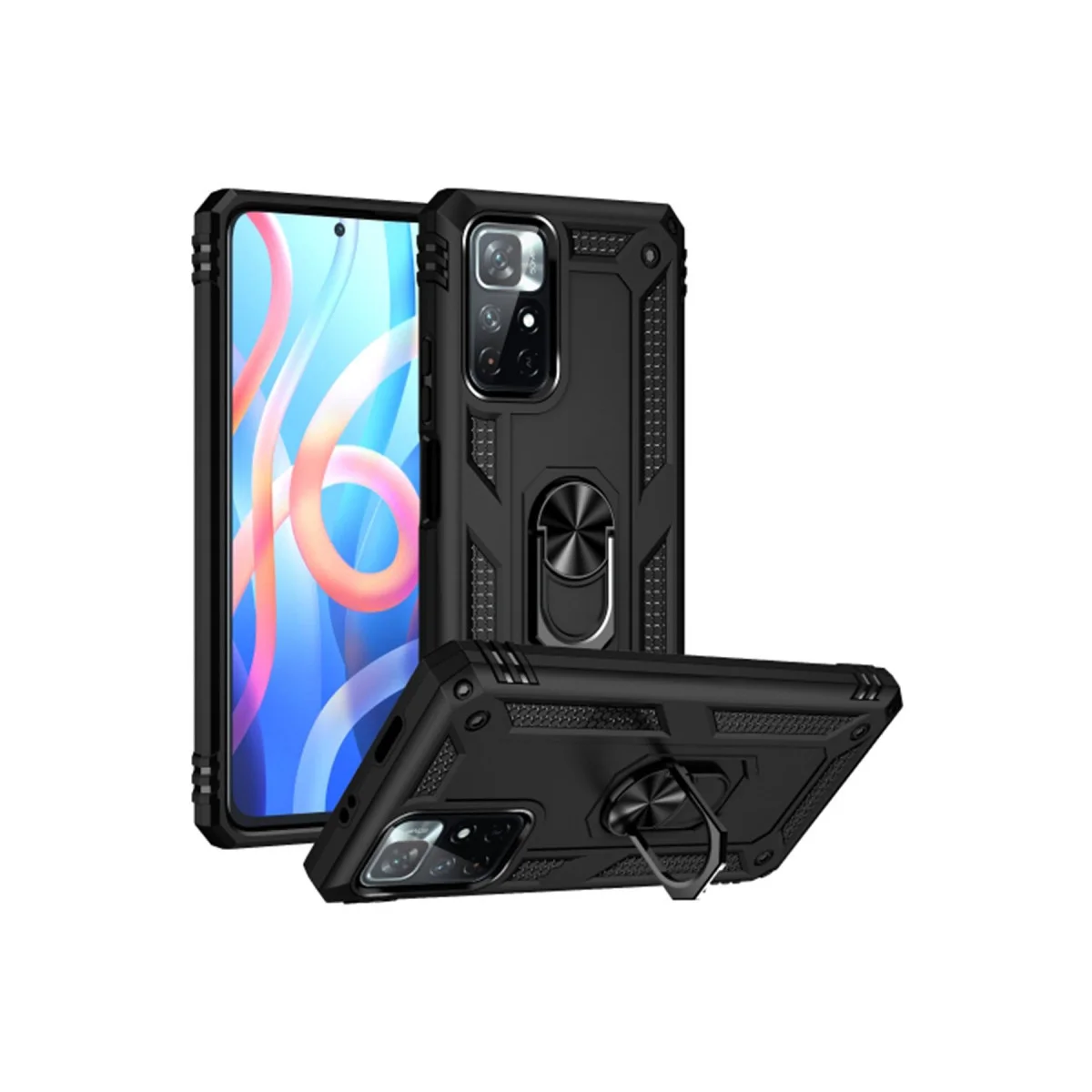 Northcity Note 11T Kılıf - Siyah Sofya Yüzüklü Silikon Kapak