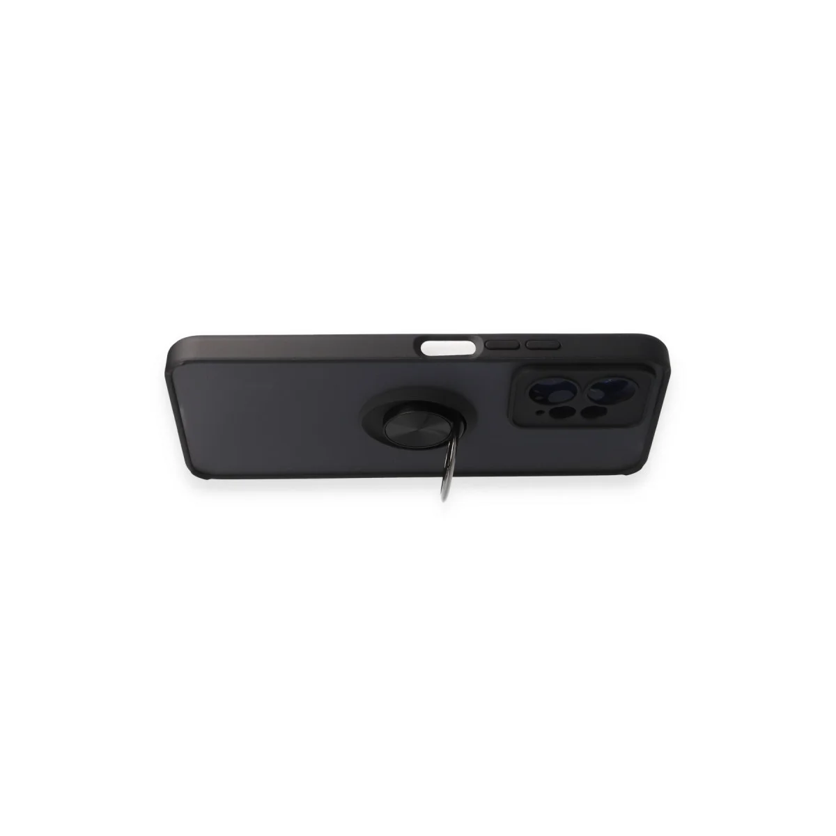 Northcity Note 12 4G Kılıf Montreal Siyah - Pürüzsüz Silikon ve Metal Halka Standlı Koruma