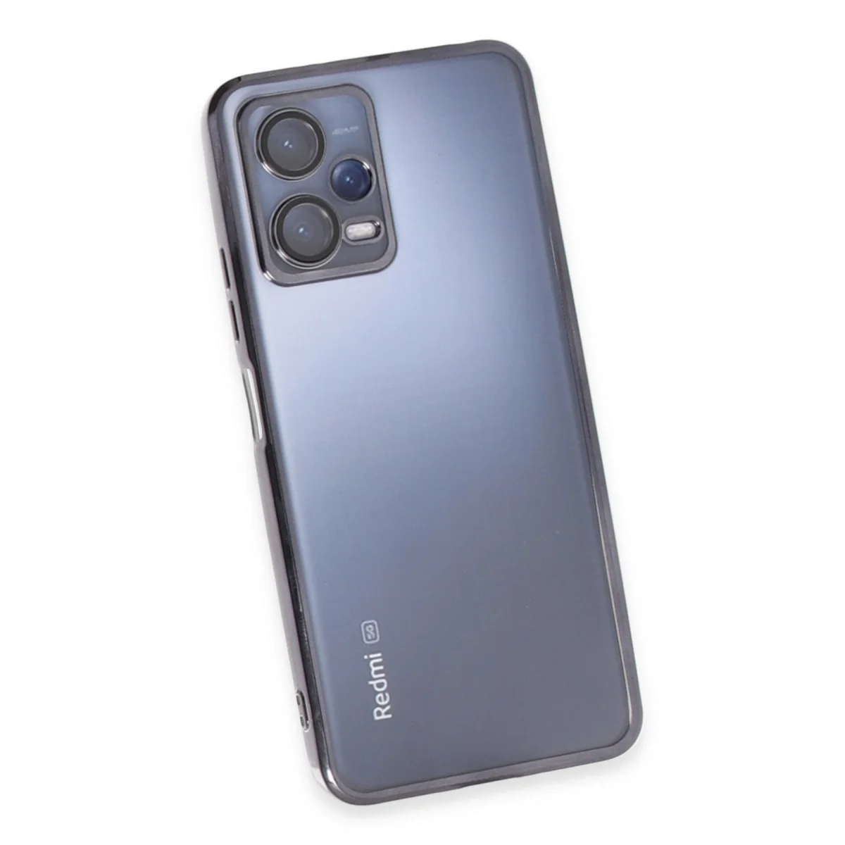 Northcity Note 12 5G Razer Lensli Silikon Kılıf - Siyah (Şeffaf, Kamera Korumalı, 4 Köşe Hava Yastığı)
