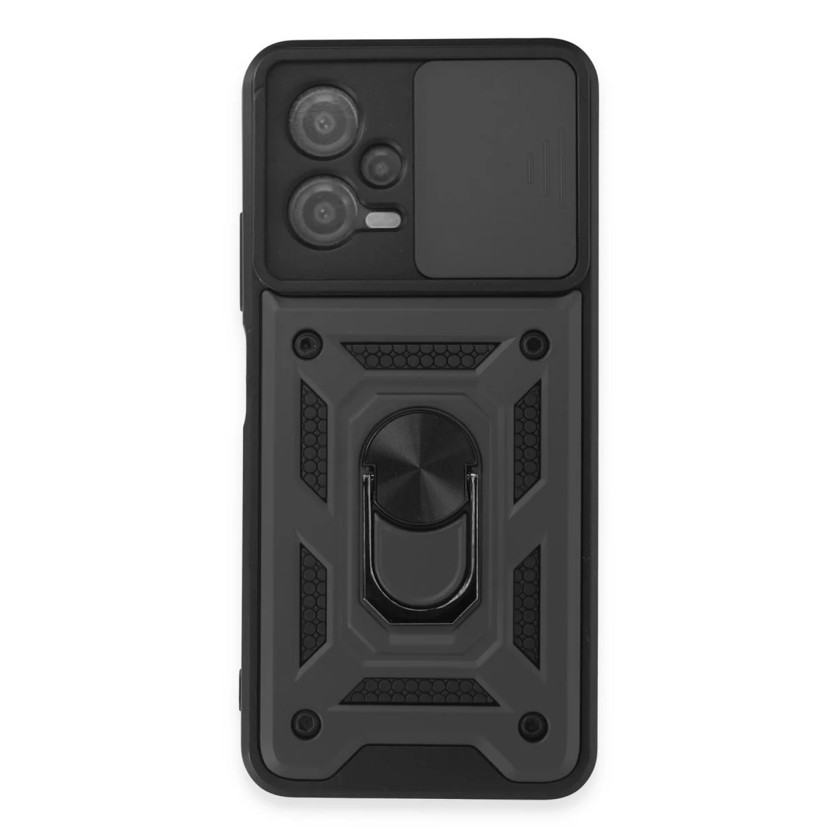 Northcity Note 12 5G Silikon Kılıf - Pars Lens Korumalı Siyah (Maksimum Koruma)