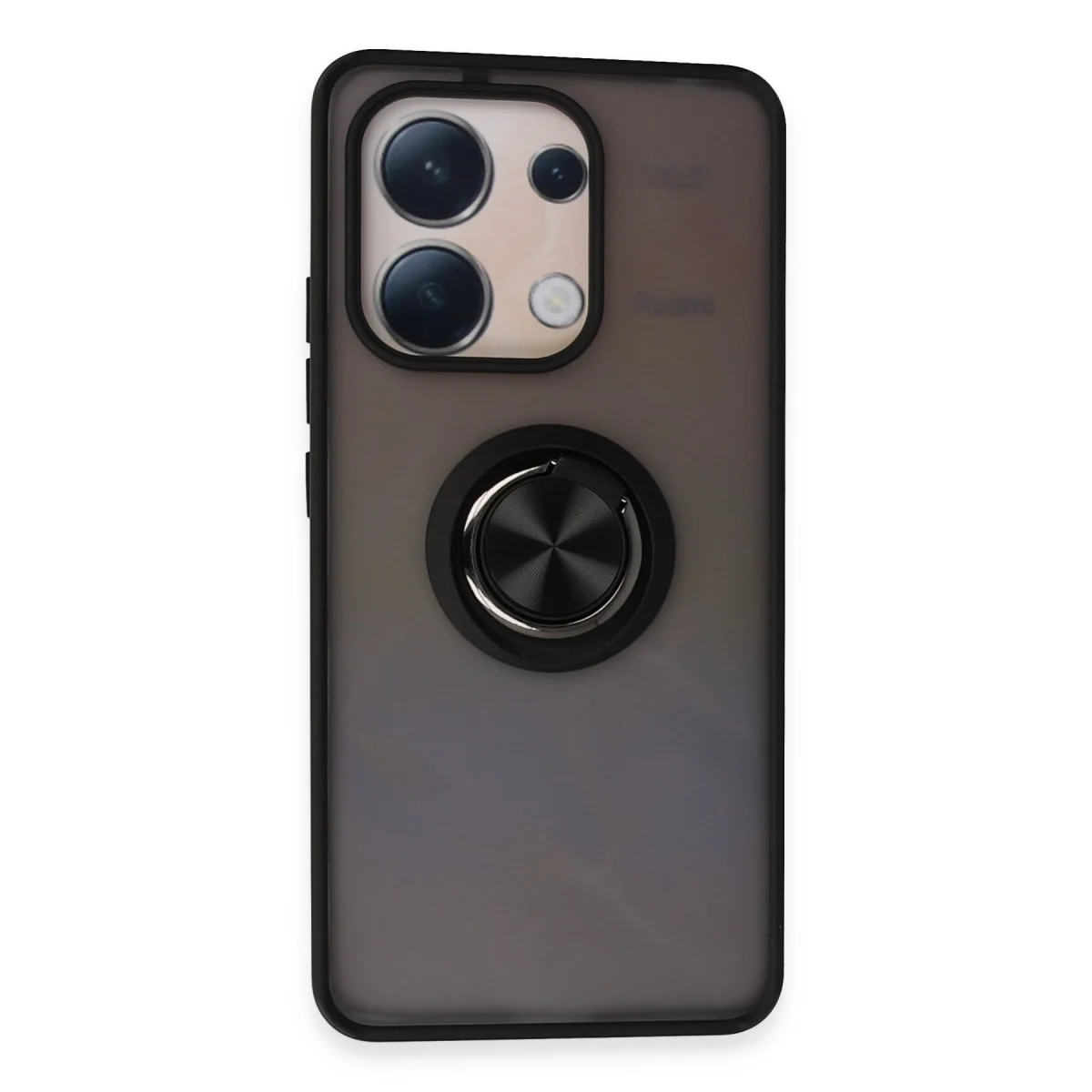 Northcity Note 13 4G Montreal Yüzüklü Silikon Kılıf - Siyah, Tam Koruma ve Metal Stand