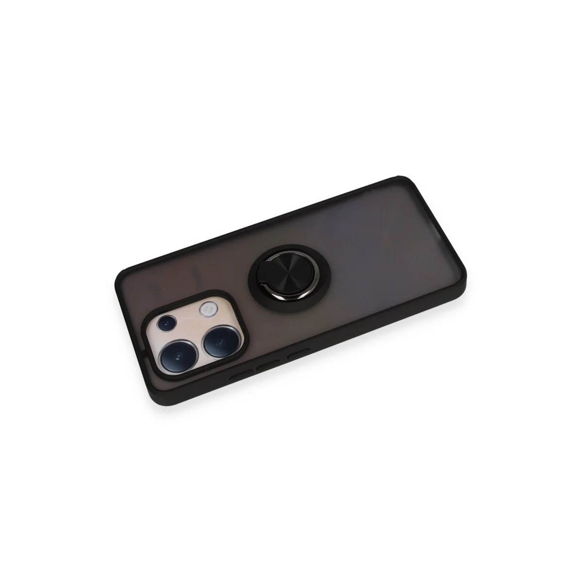 Northcity Note 13 4G Montreal Yüzüklü Silikon Kılıf - Siyah, Tam Koruma ve Metal Stand