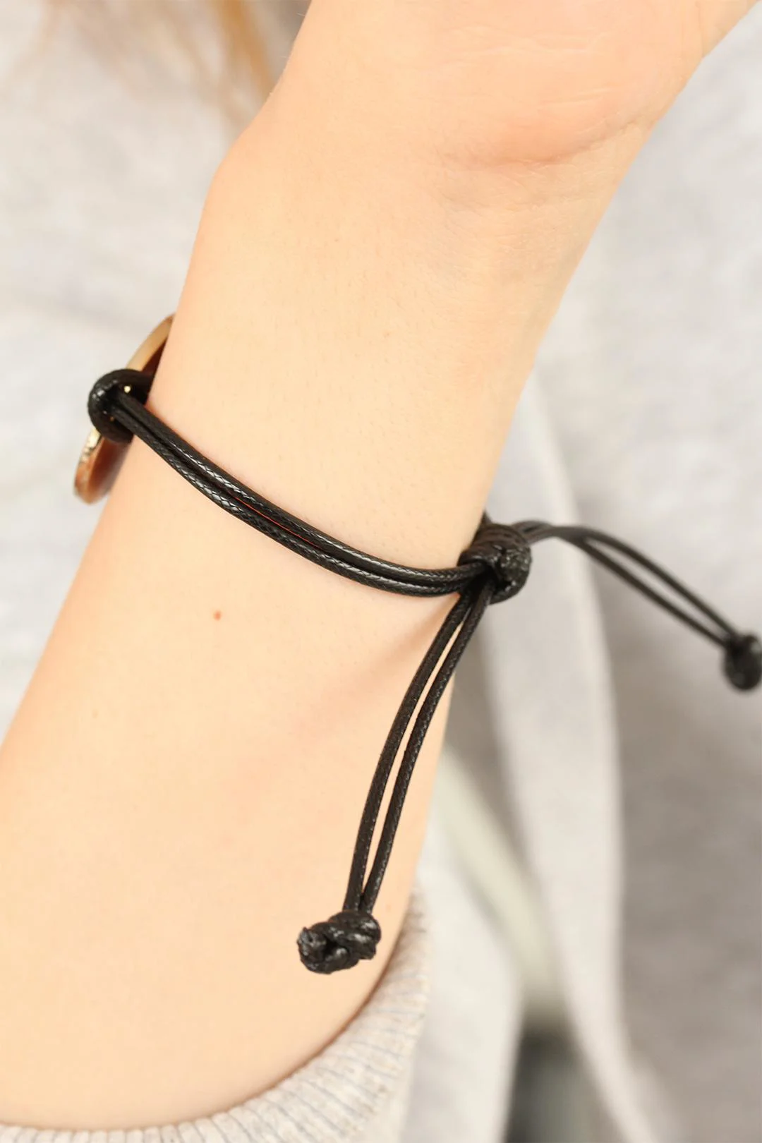 Northcity OKAY (İyi) Siyah Deri İpli Unisex Mood Bileklik - Stil 
