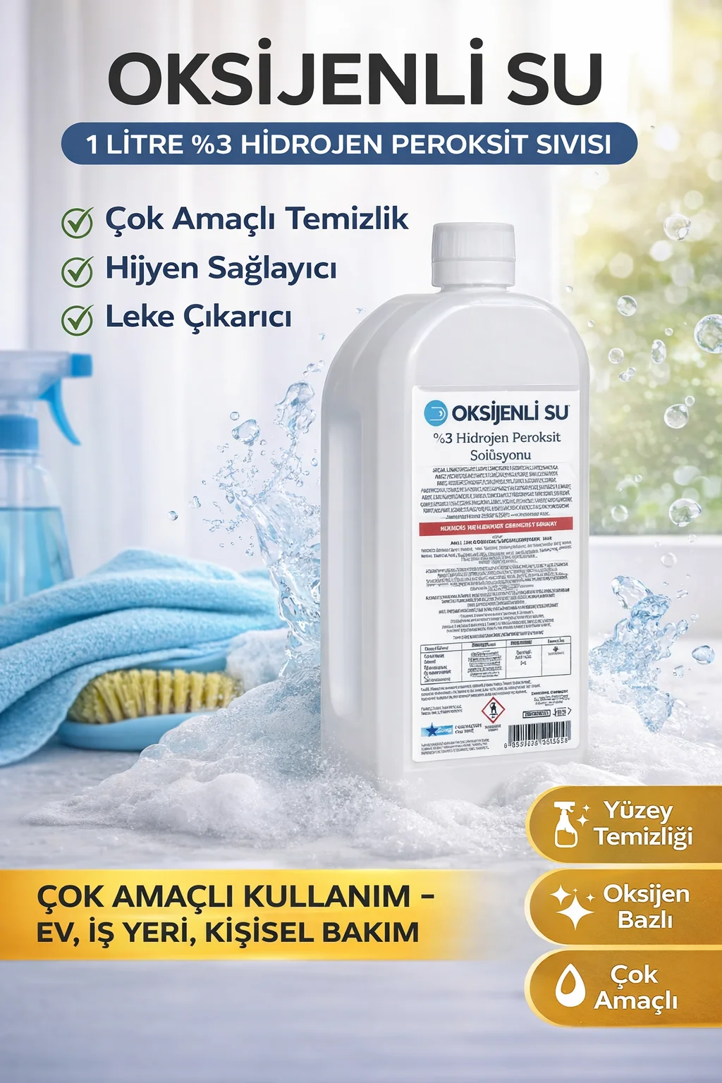 Northcity Oksijenli Su 1 Litre %3 Hidrojen Peroksit Solüsyonu - Ç