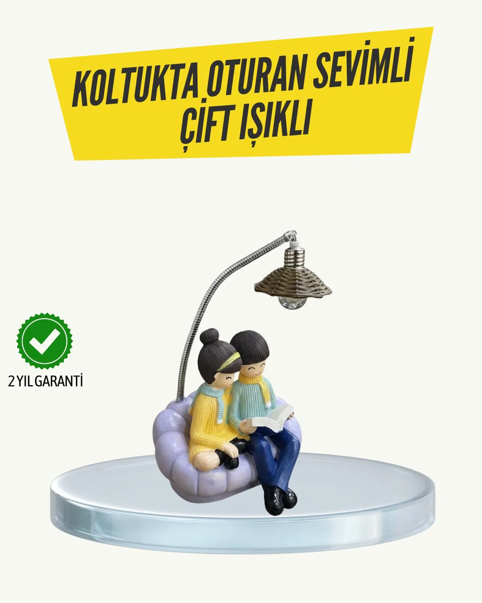 Northcity Okuyan Çift Figürlü Dekoratif Gece Lambası - Romantik v
