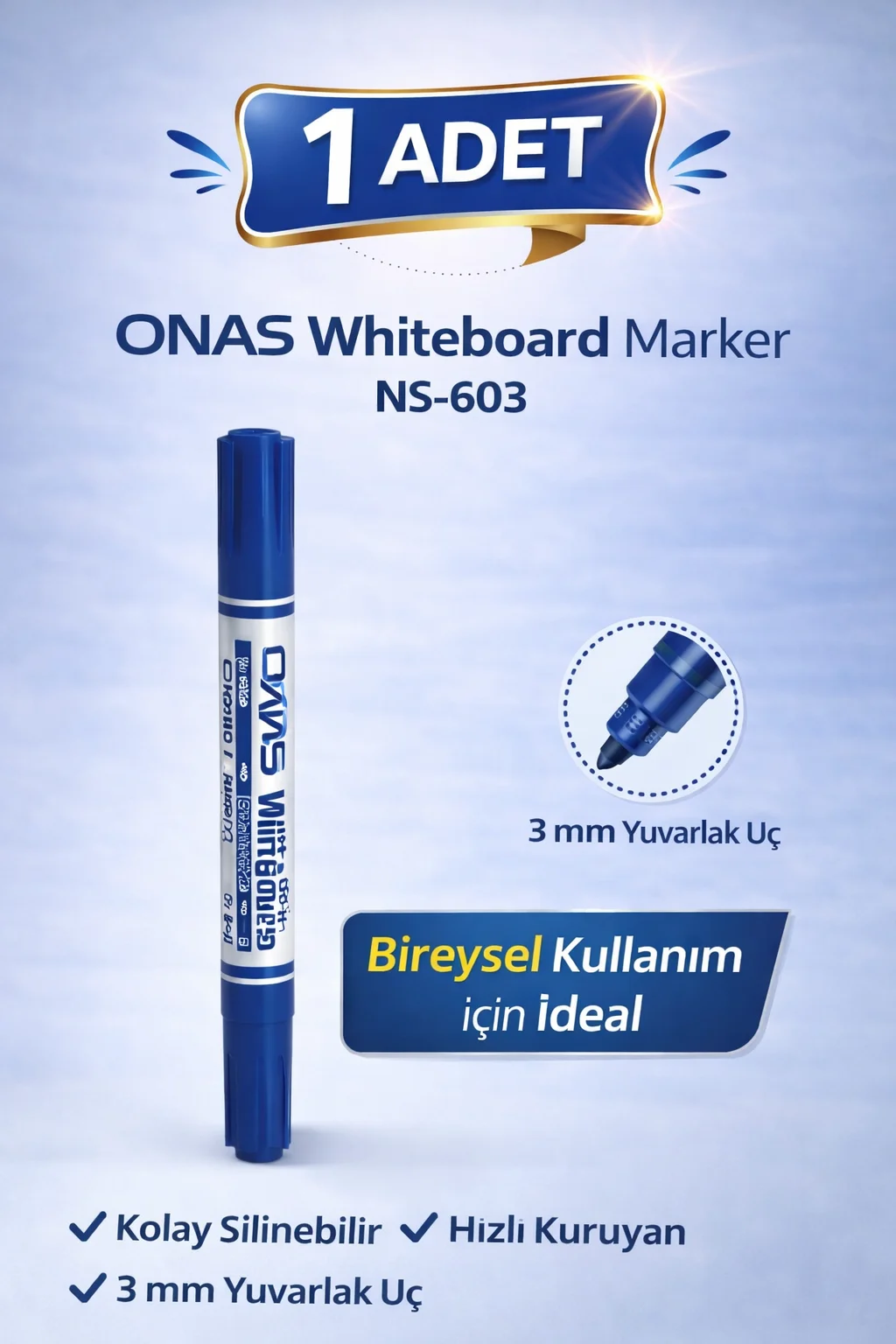 Northcity ONAS Tahta Kalemi NS-603 Mavi 3 mm Yuvarlak Uç - Hızlı 