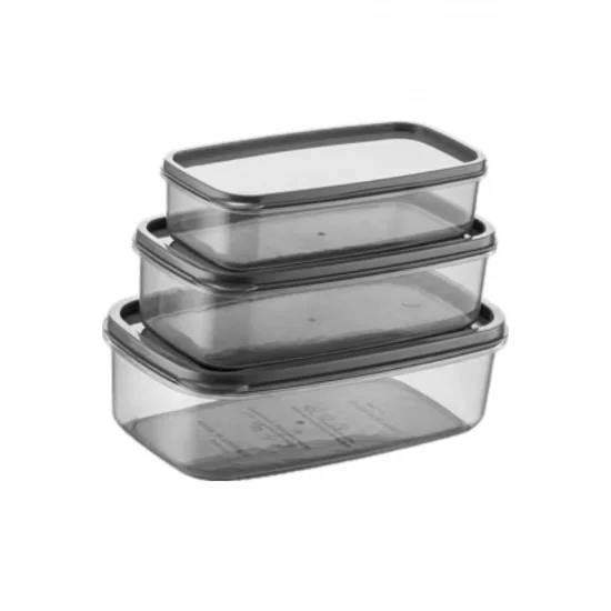 Oval 3 Parça Hava Almaz Sızdırmaz Saklama Kabı Seti Füme (300/500/800 ml) - Mutfak Düzeni