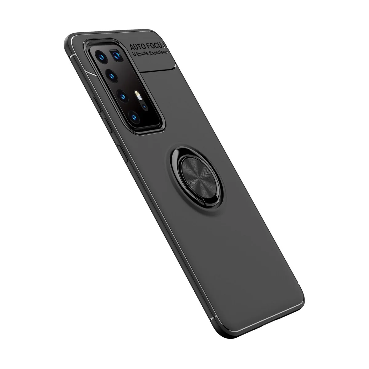Northcity P40 Pro Kılıf Silikon - Range Ring Yüzüklü Siyah Kılık