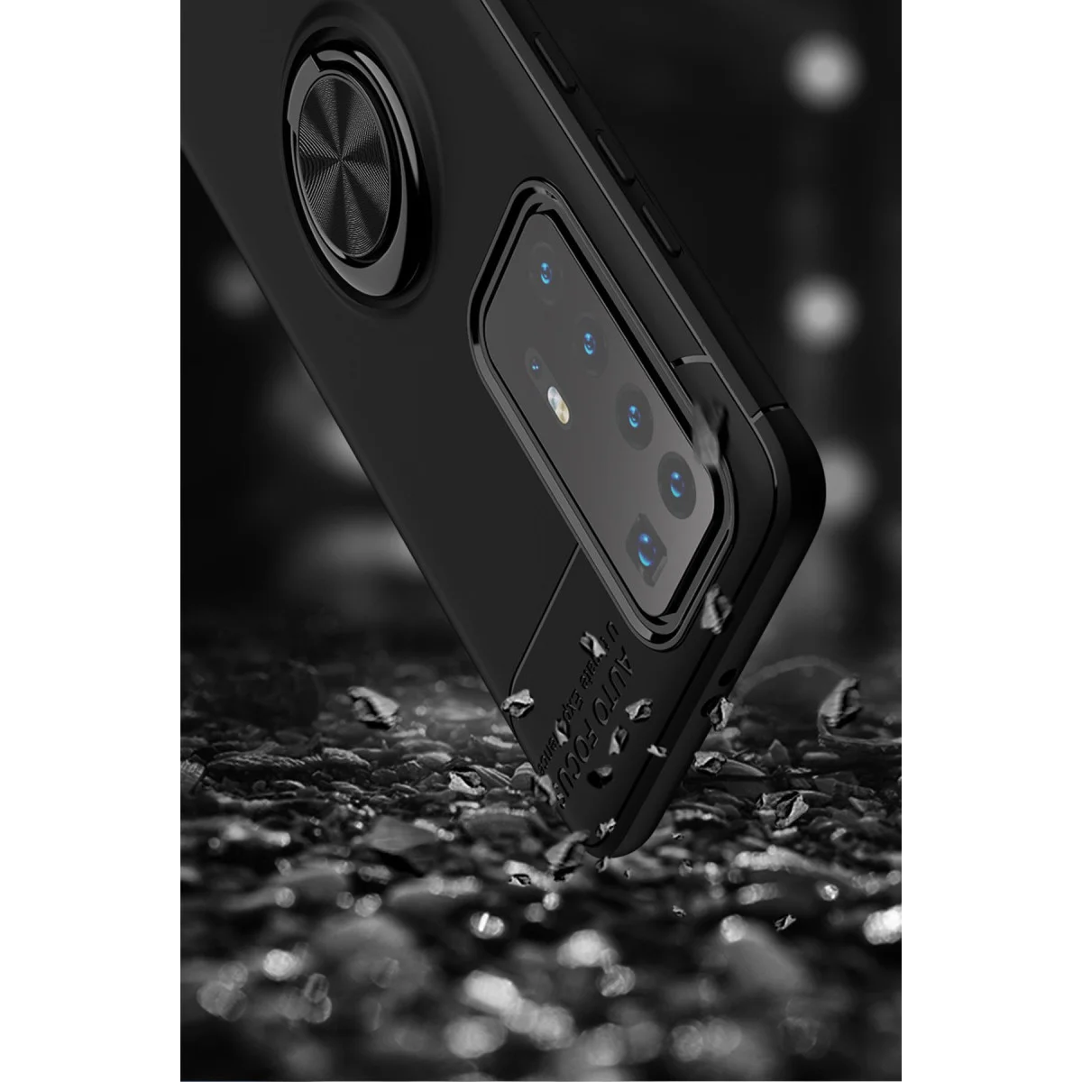 Northcity P40 Pro Kılıf Silikon - Range Ring Yüzüklü Siyah Kılık