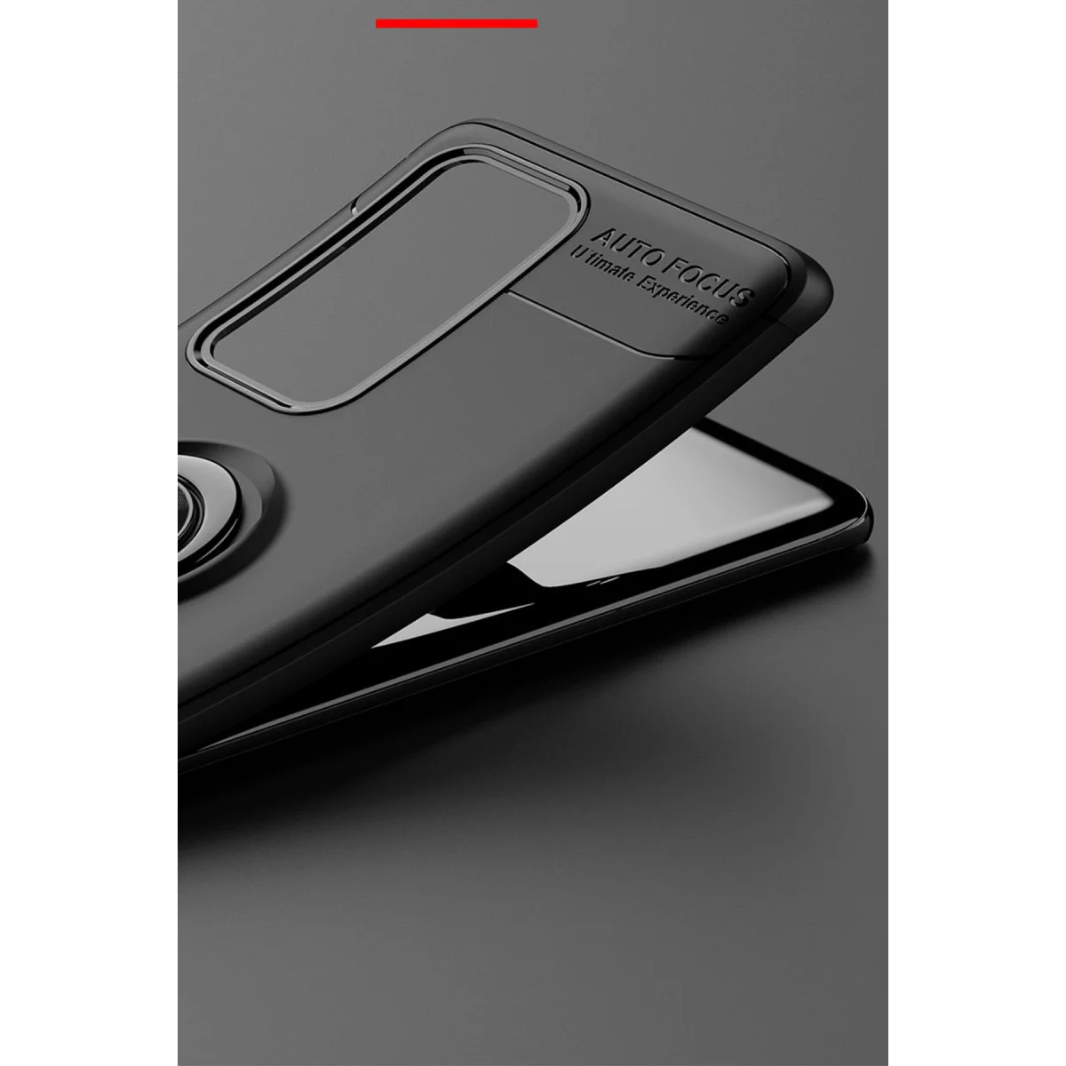 Northcity P40 Pro Kılıf Silikon - Range Ring Yüzüklü Siyah Kılık