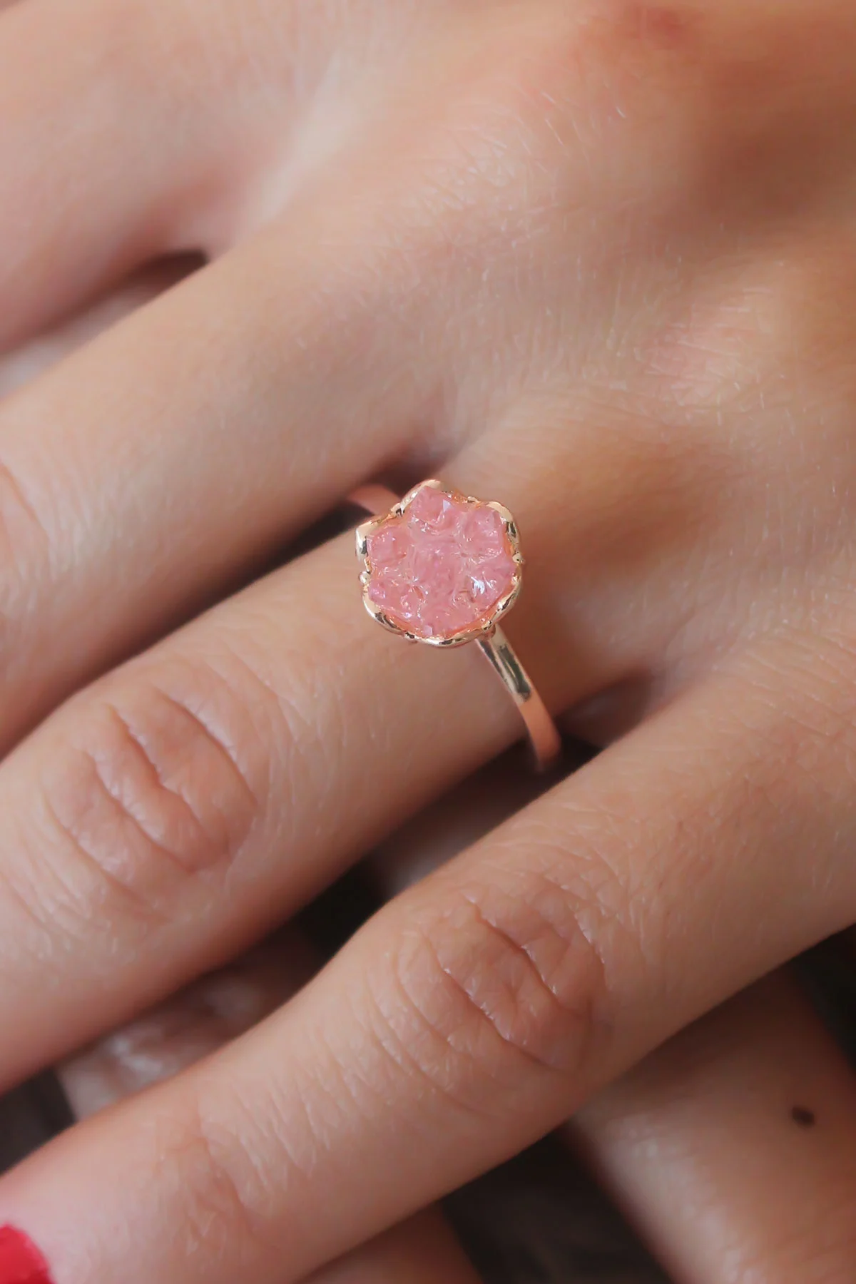Northcity Pembe Lotus Çiçek Figür Gold Kadın Yüzük - Zarif ve Day