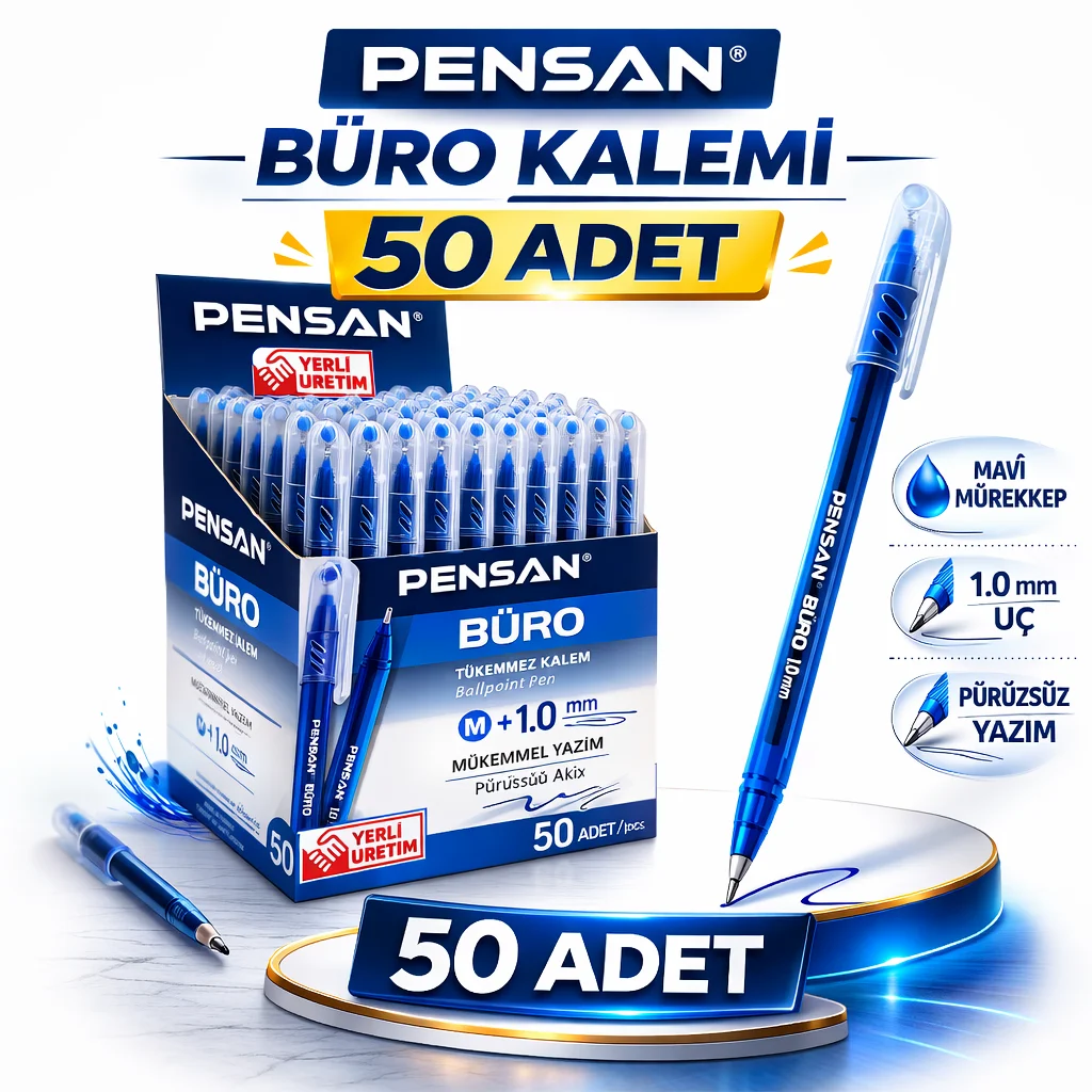 Northcity Pensan Büro Tükenmez Kalem 1.0 mm Mavi (50 Adet) - Okul