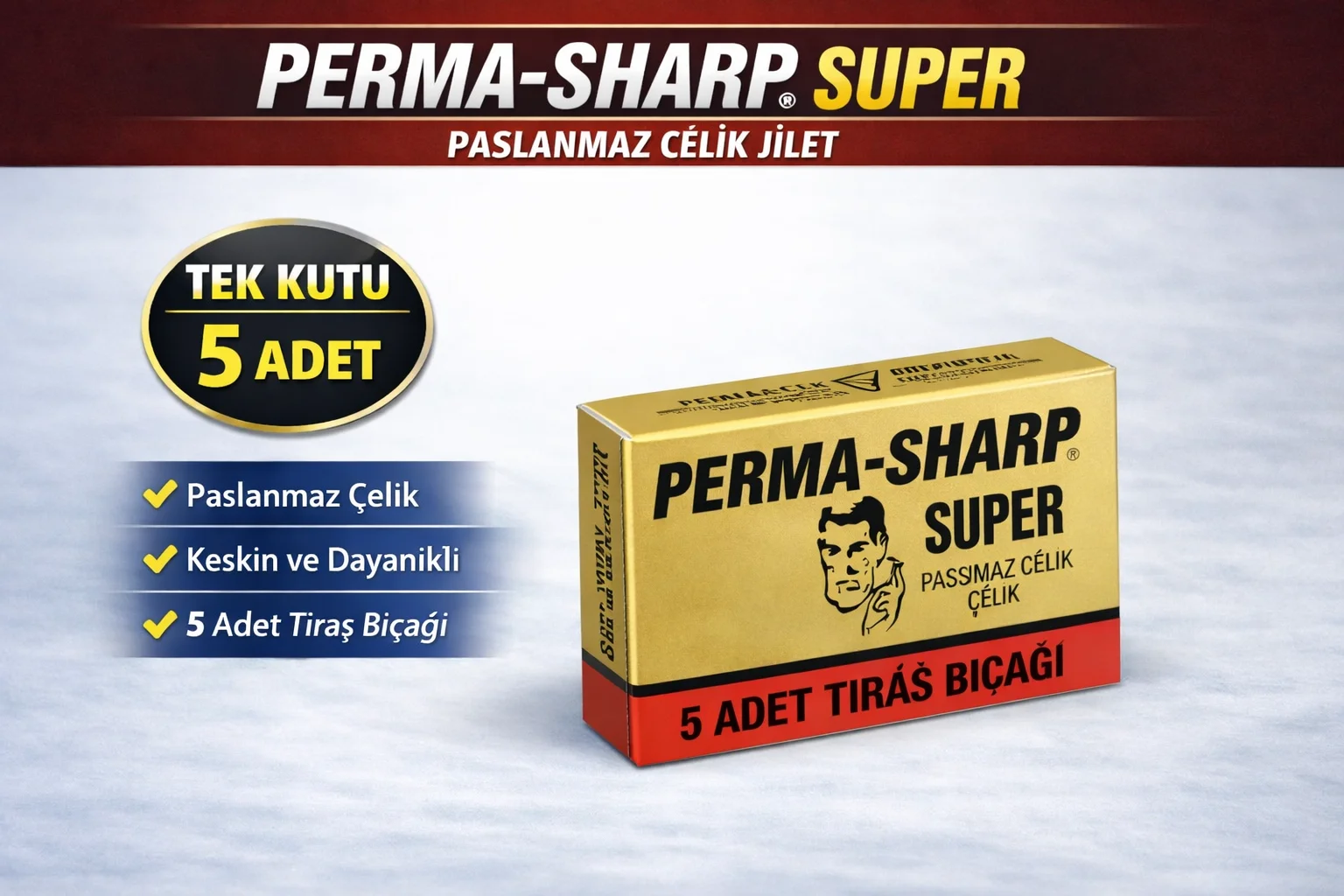 Northcity Perma-Sharp Super Paslanmaz Çelik Tıraş Bıçağı 5’li Kut