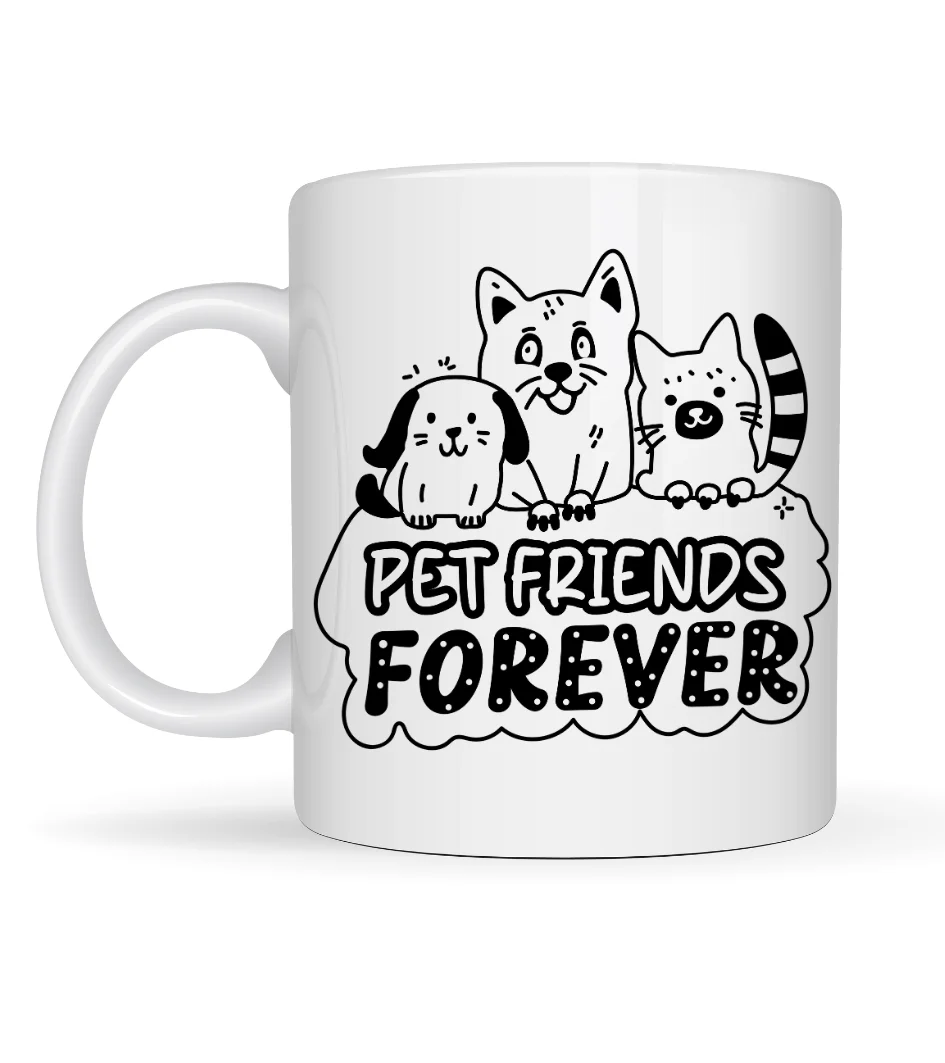 Northcity Pet Friends Forever Porselen Kupa - Kedi & Köpek Figürl