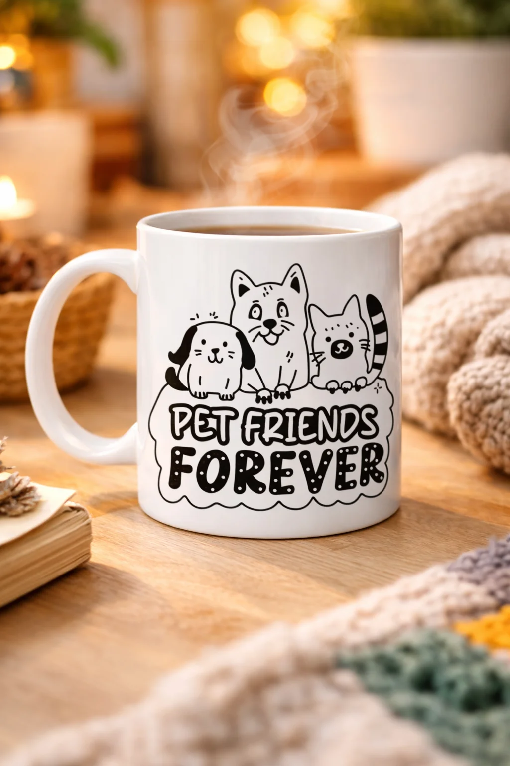 Northcity Pet Friends Forever Porselen Kupa - Kedi & Köpek Figürl