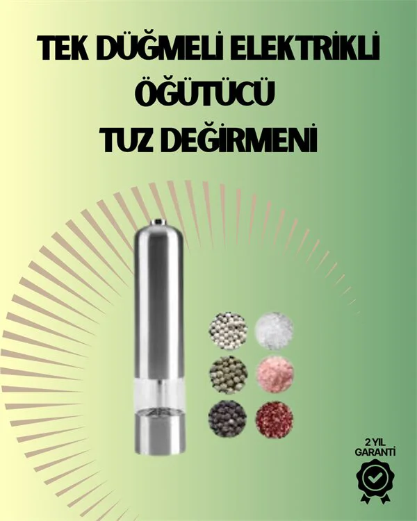 Northcity Pilli Otomatik Baharat Değirmeni - Gıda Sınıfı Çelik Se