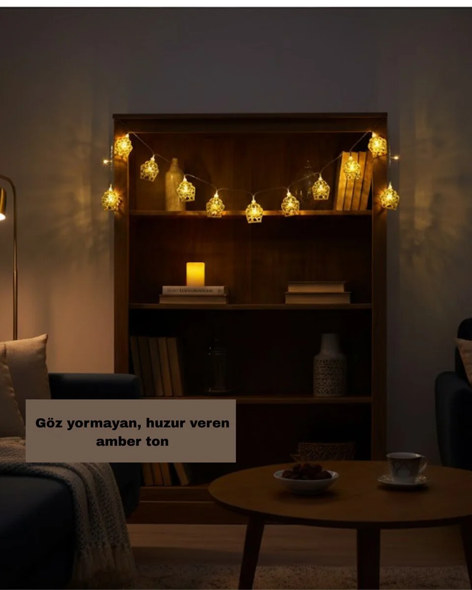Pilli Ramazan ve Bayram LED Işık Zinciri – Cami Temalı Dekoratif