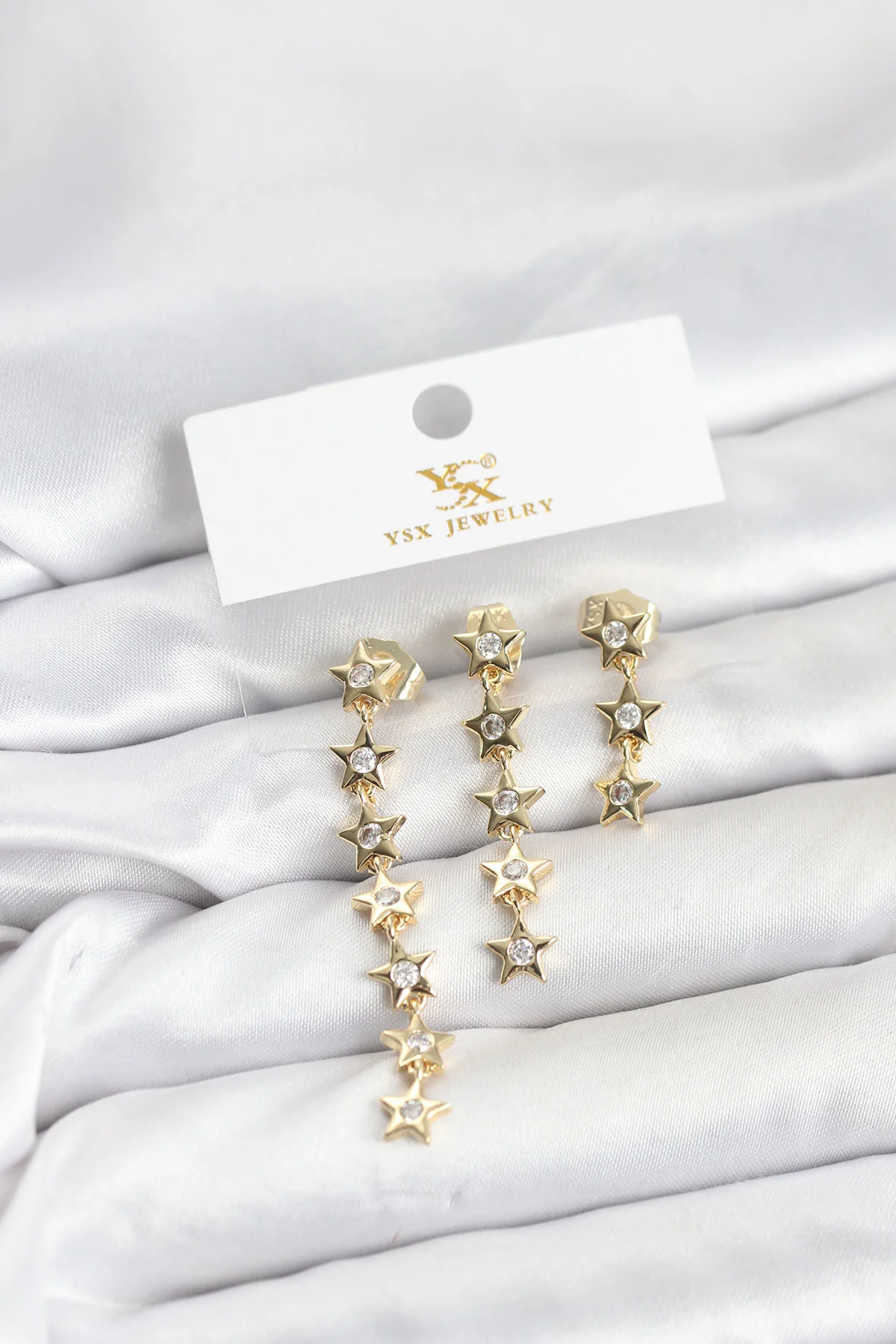Northcity Pirinç Gold Yıldız Model YSX Trio Küpe Seti - Şık 3'lü 