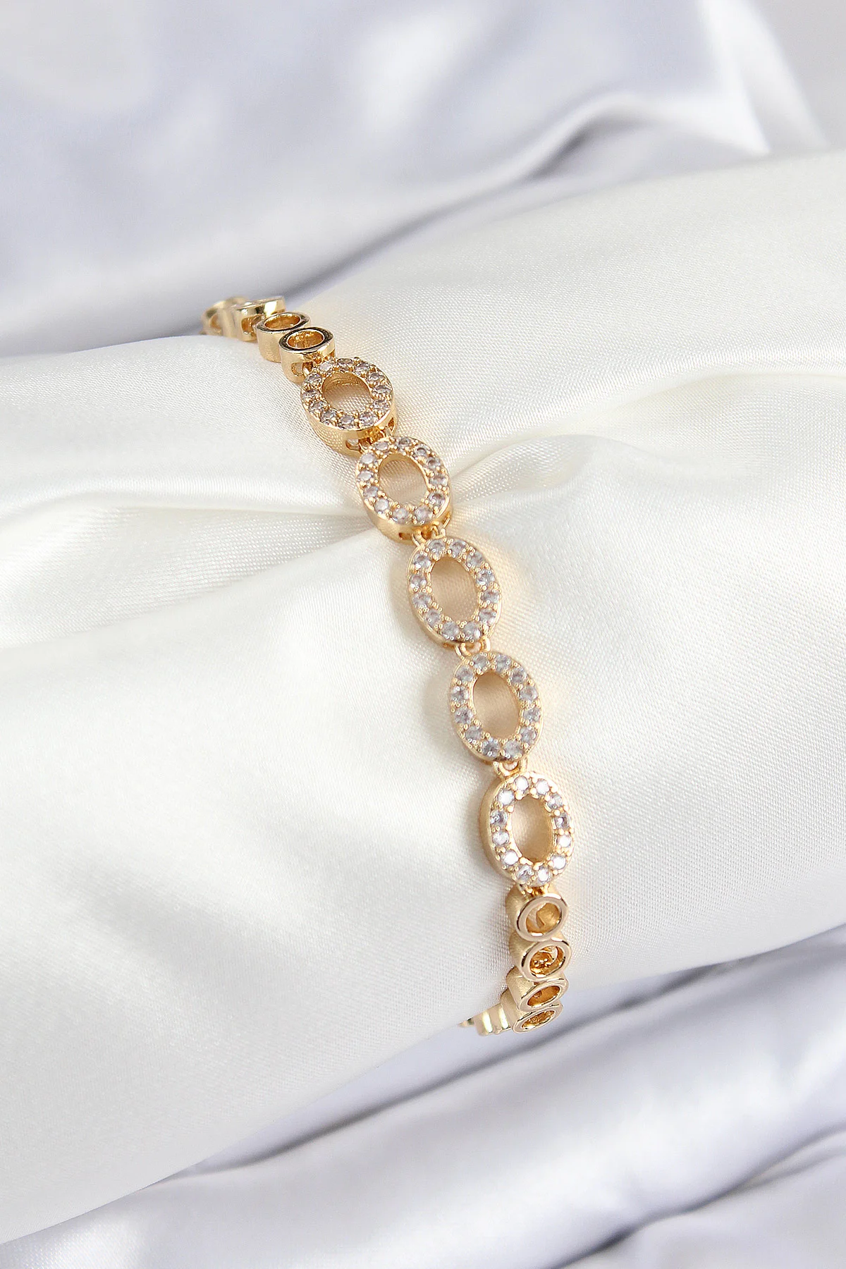 Northcity Pirinç Zirkon Taşlı Oval Model Gold Renk Kadın Bileklik
