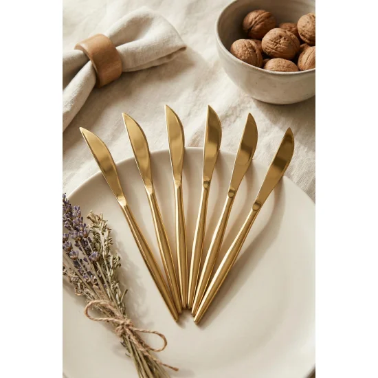 Northcity Premium 6'lı Lüks Gold Paslanmaz Çelik Yemek Bıçağı Set