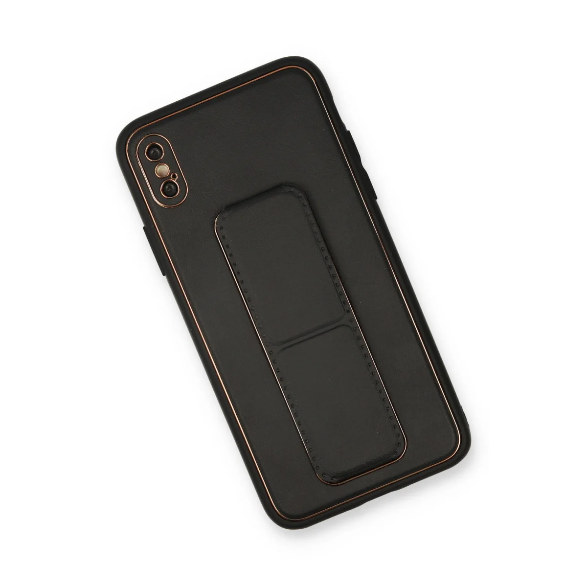 Northcity Premium Deri Görünümlü Standlı Kılıf - iPhone XS Max Siyah