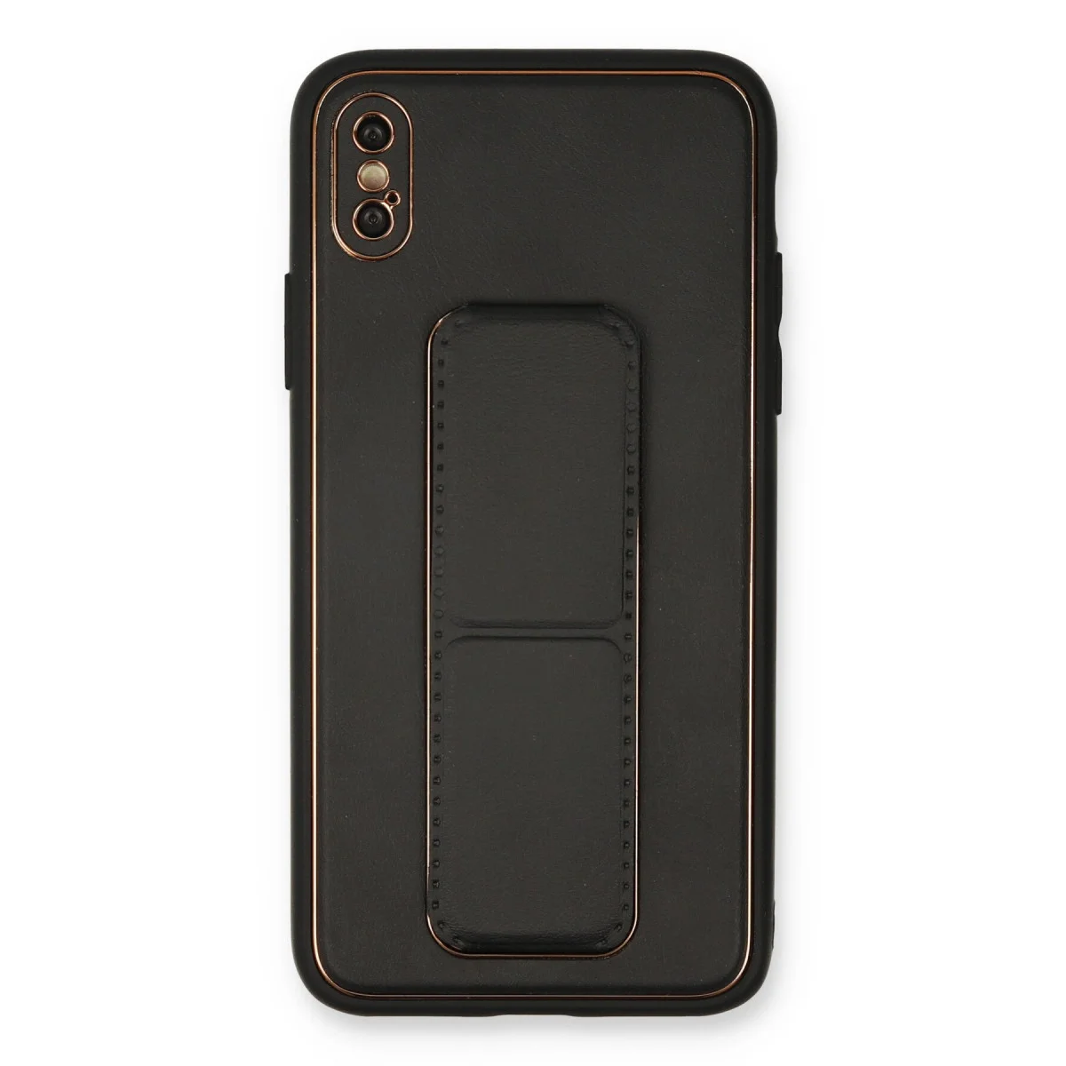 Northcity Premium Deri Görünümlü Standlı Kılıf - iPhone XS Max Siyah
