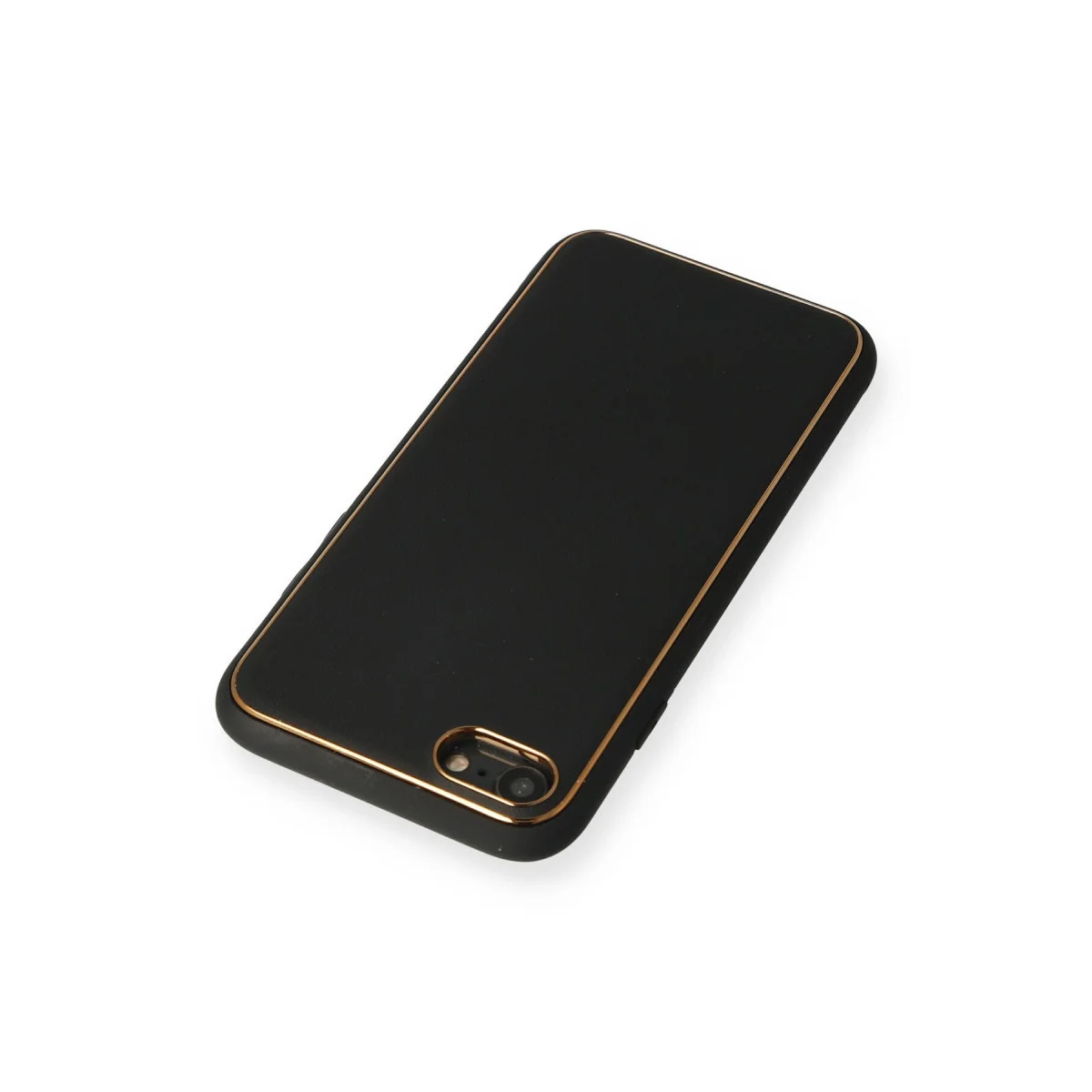 Northcity Premium iPhone 7 Deri Görünümlü Silikon Kılıf - Siyah (Coco Leather)