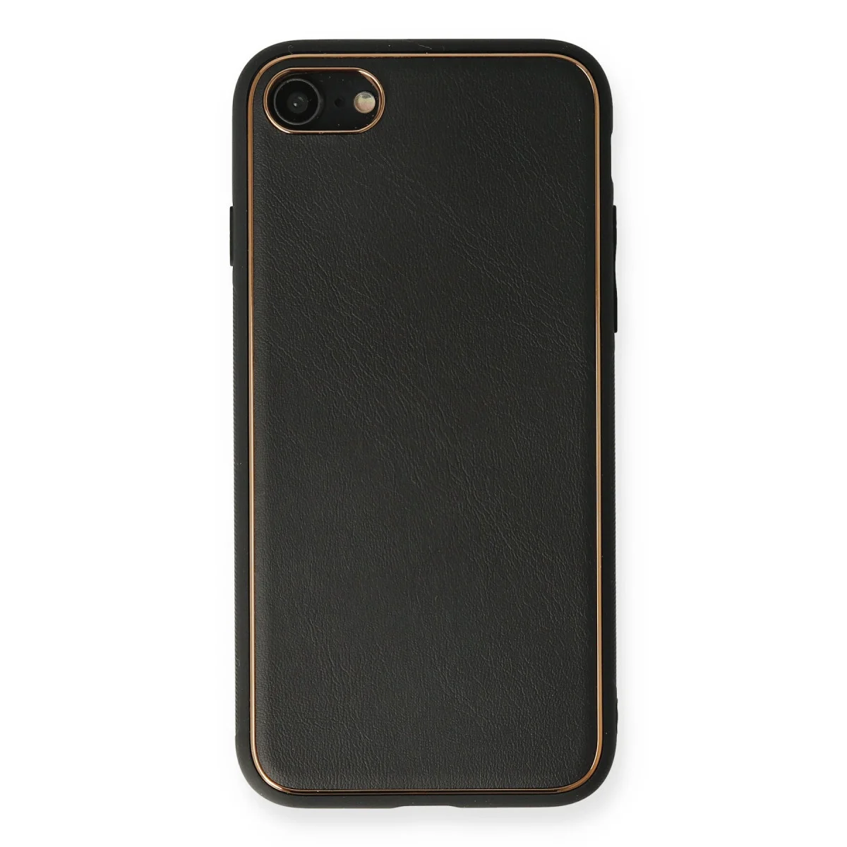 Northcity Premium iPhone 7 Deri Görünümlü Silikon Kılıf - Siyah (Coco Leather)