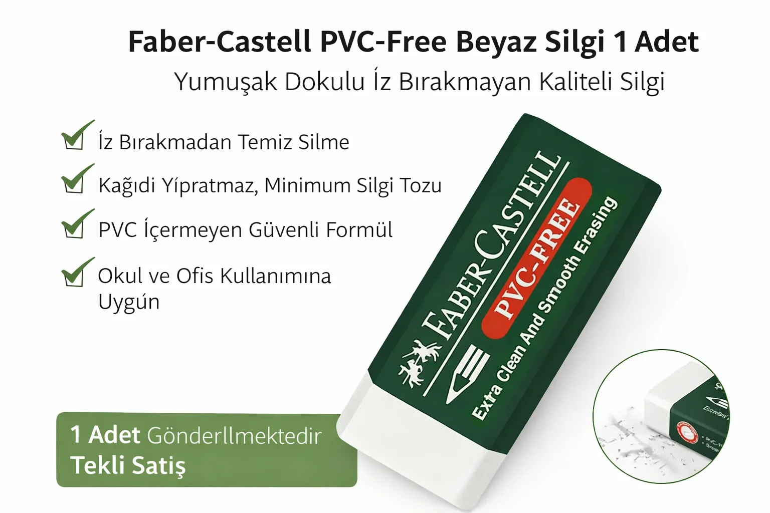 Northcity PVC-Free No24 Beyaz Silgi - Yumuşak Dokulu İz Bırakmaya