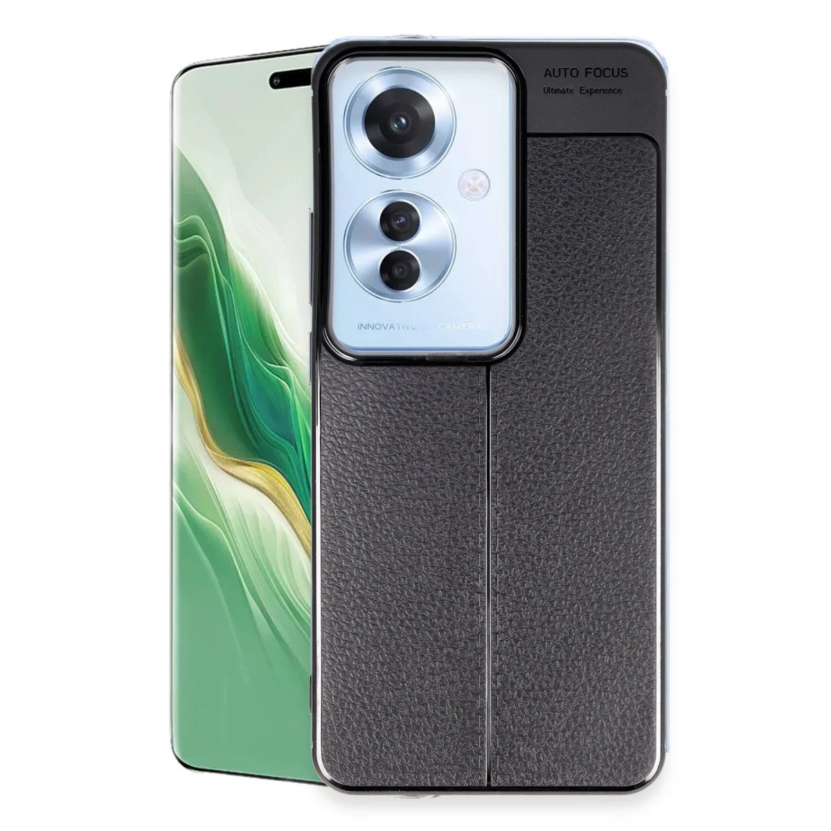 Northcity Reno 11F Auto Focus Kılıf - Premium Deri Dokulu, Yüksek Darbe Korumalı Siyah Telefon Kılıfı