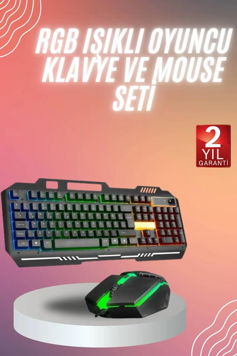 RGB Işıklı Gaming Klavye ve Mouse Seti - Mekanik His, Ergonomik Tasarım ve Hediyelik Paket