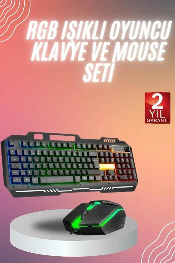 RGB Işıklı Gaming Oyuncu Klavye ve Mouse Seti - Hediyelik ve Mekanik
