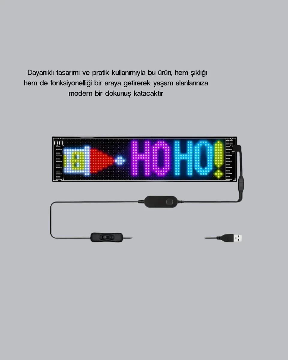 RGB LED Panel – USB Güç Girişli Akıllı Ekran ve GIF Gösterimli Tasarım