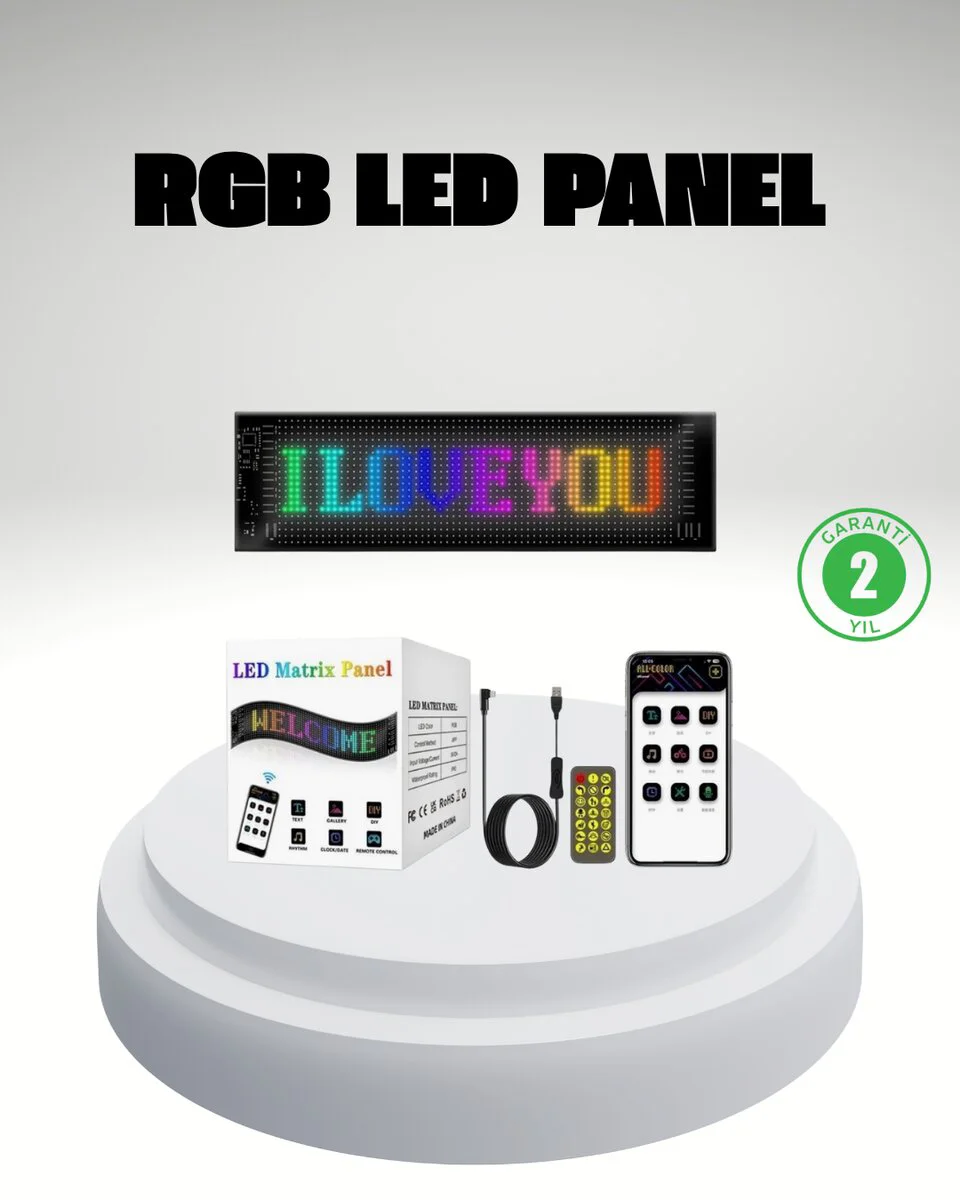 RGB LED Panel – Mobil Uyumlu Yazı ve GIF Destekli Dekoratif Ekran