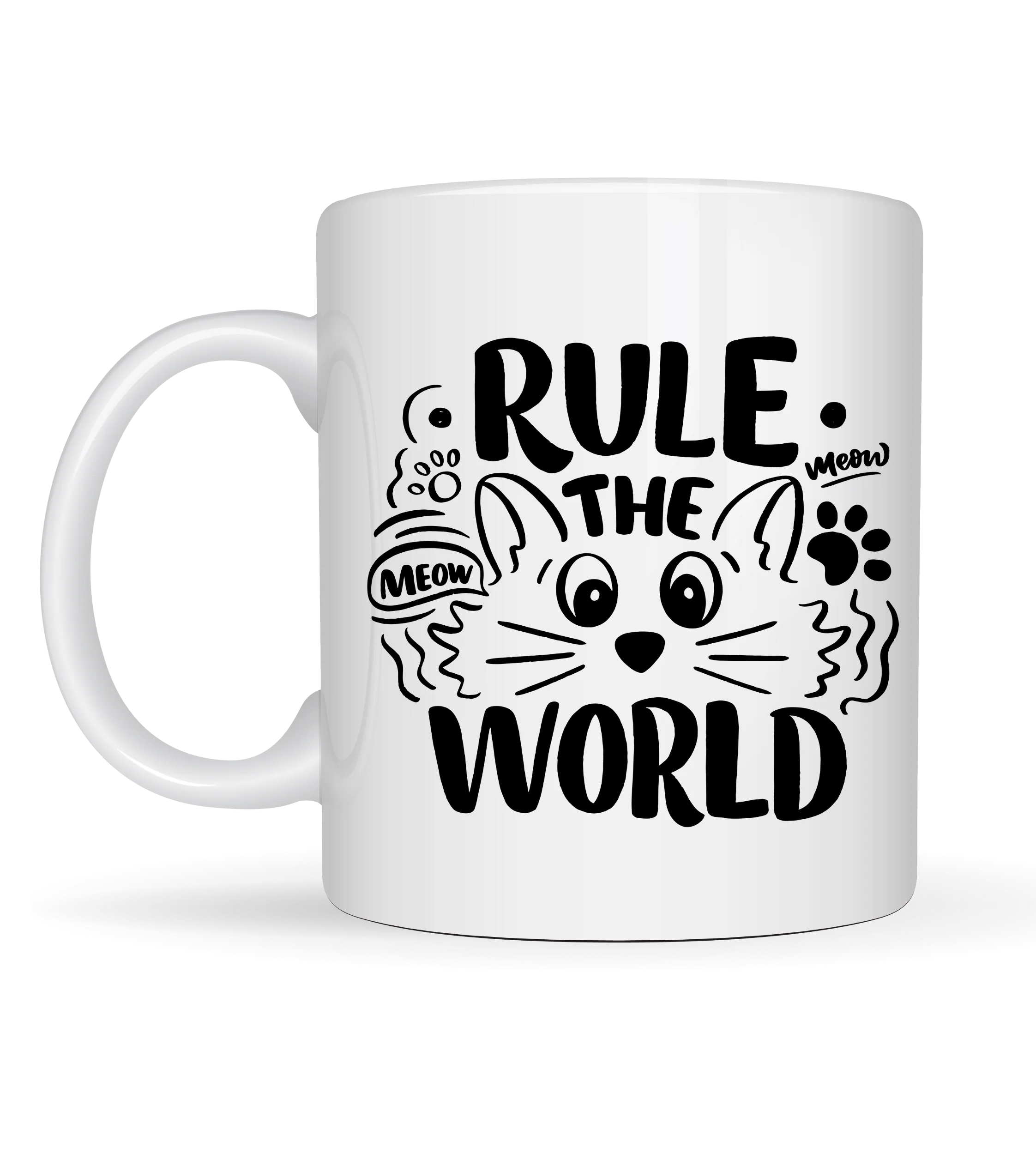 Northcity Rule The World Kedi Desenli Porselen Kahve Kupası - Sev