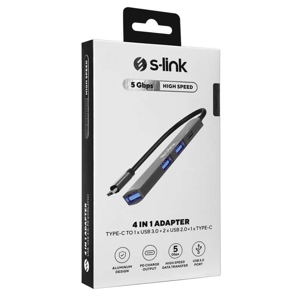 S-LINK SWV-USBC023 Metal USB HUB - Type-C, USB 3.0 ve 2xUSB 2.0 Genişletici