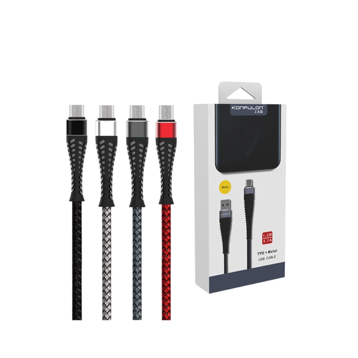 Northcity S61 Hızlı Şarj Micro USB Kablo 1.2M 2.1A Siyah - Dayanıklı Naylon Örgü