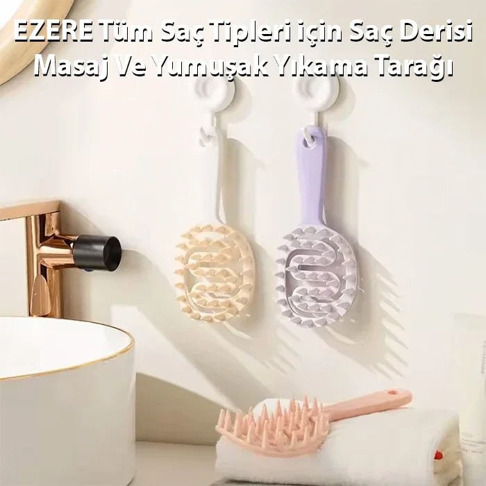 Saç Derisi Masaj ve Yıkama Tarağı - Yağ & Kir Temizleyici