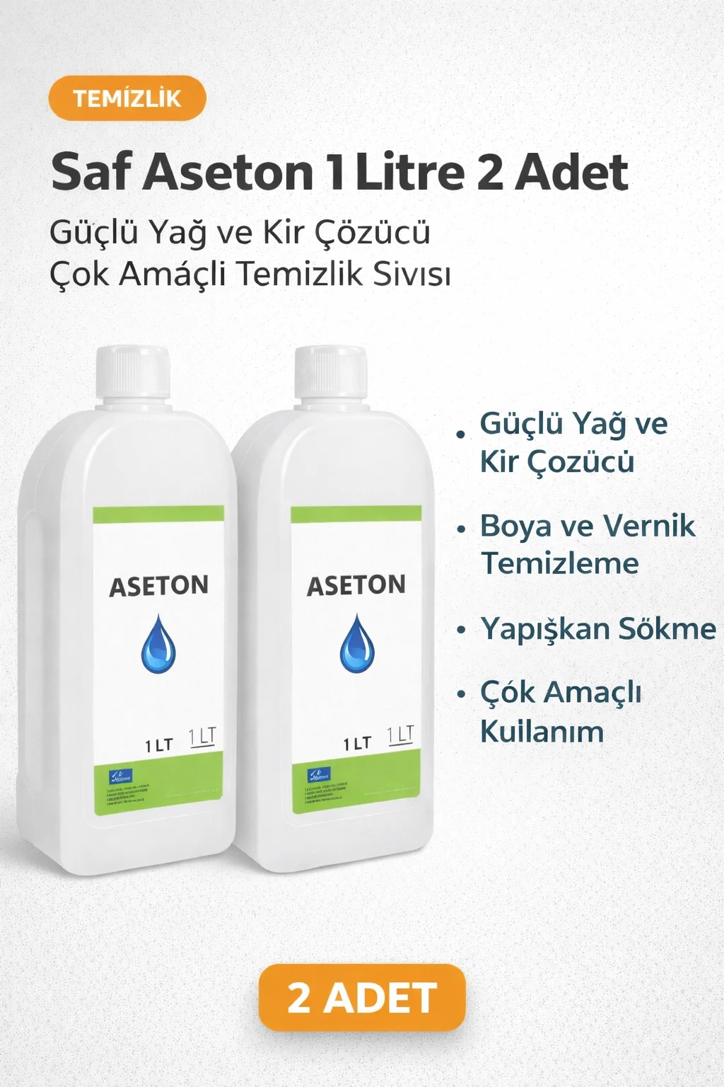 Northcity Saf Aseton 1 Litre 2 Adet Güçlü Yağ ve Boya Temizleyici