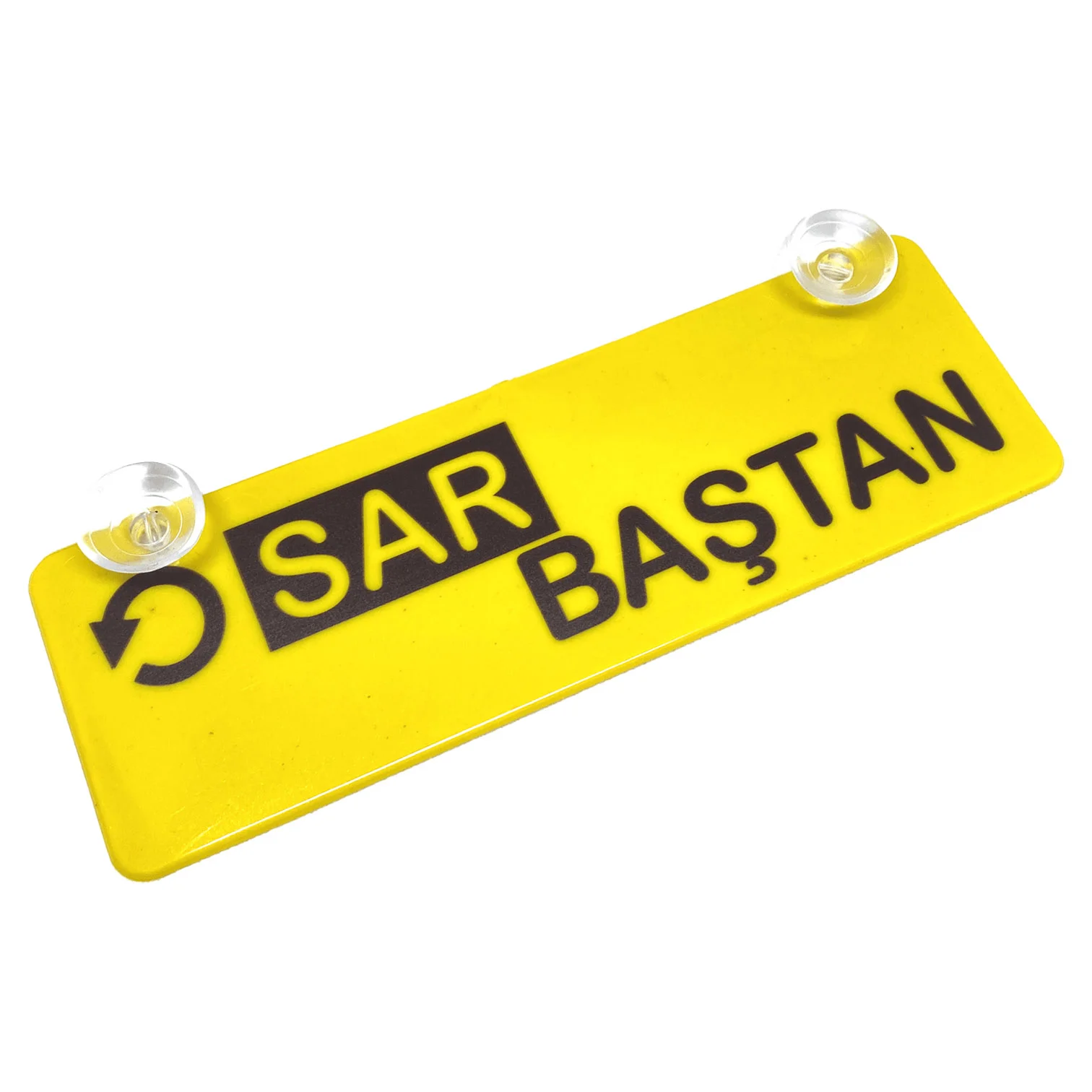 Northcity Sar Baştan Yazılı Sarı Dekor Plaka Vantuzlu Cam Süsü 22
