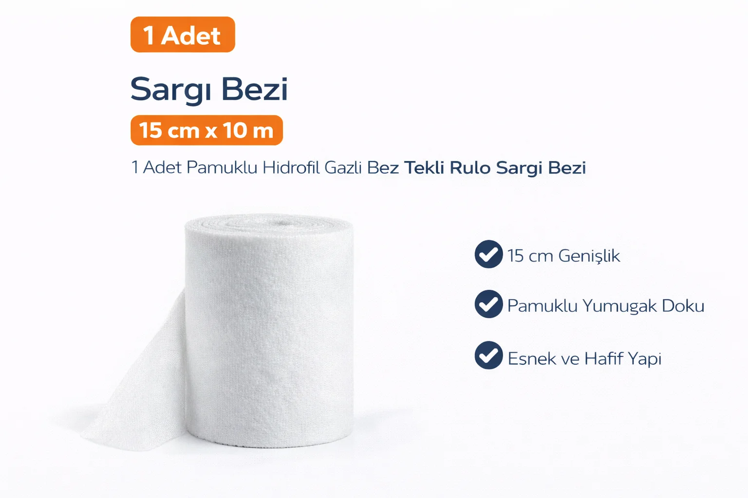 Northcity Sargı Bezi 15 cm x 10 m - Pamuklu Hidrofil Gazlı Bez Te