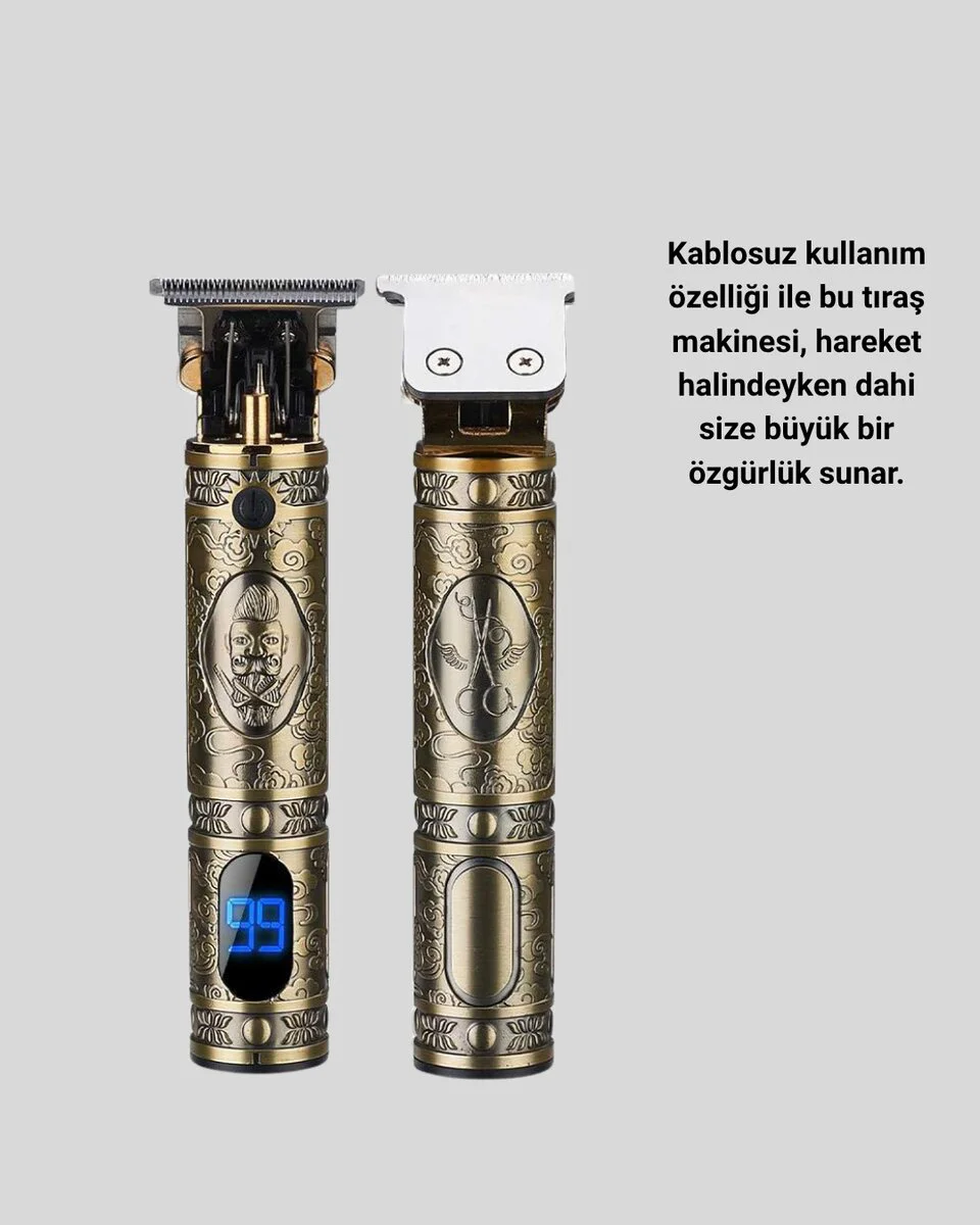 Şarjlı Kablosuz Tıraş Makinesi – 1800 mAh Batarya ile Uzun Pil Ömrü ve Sessiz Motor