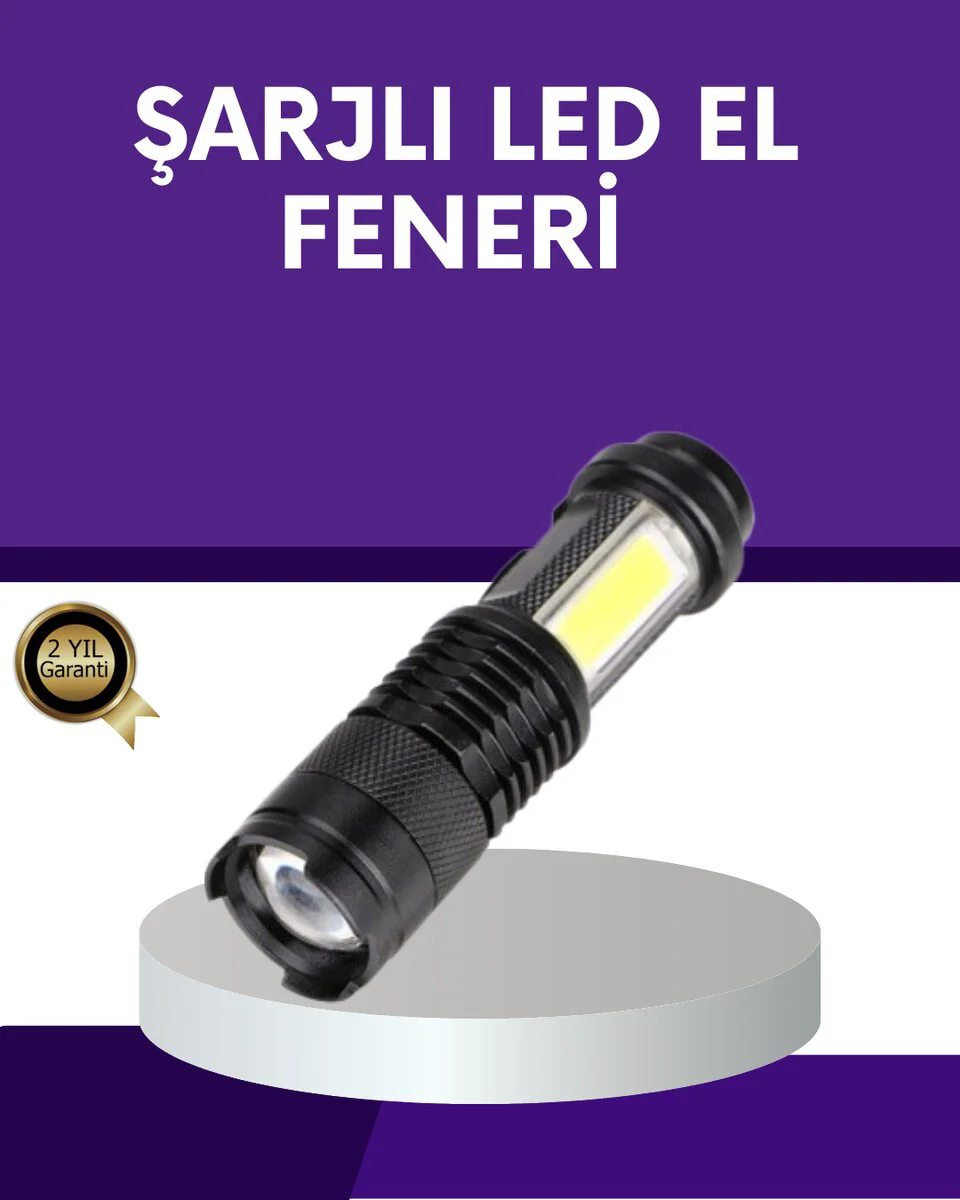 Northcity Şarjlı Mini LED El Feneri 2000 Lümen Su Geçirmez ve 4 M
