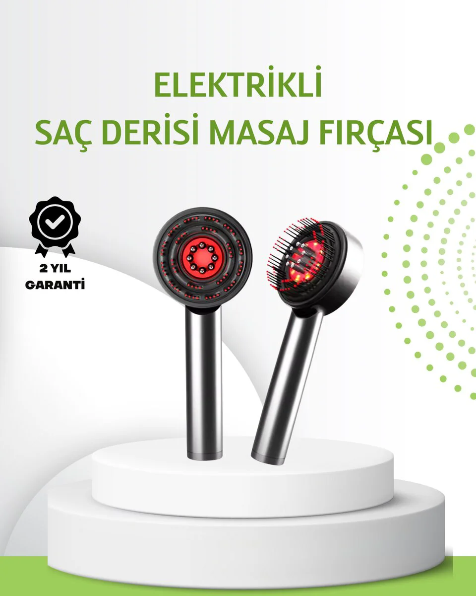 Şarjlı Saç Derisi Masaj Cihazı - Kırmızı Işık ve 3D Tarak ile Profesyonel Bakım