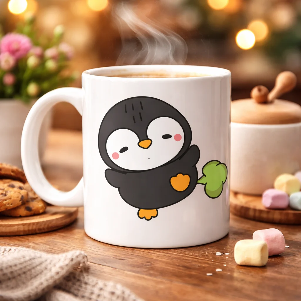 Northcity Şaşkın Penguen Tasarımlı Porselen Kupa Model 89 – Eğlen
