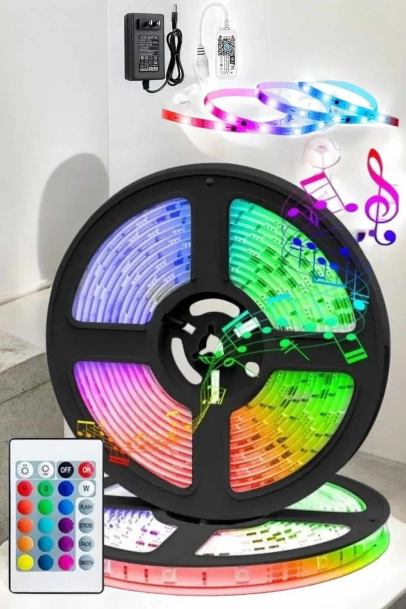Şerit LED 5 Metre RGB Işıklı - Kumandalı Dekoratif Aydınlatma