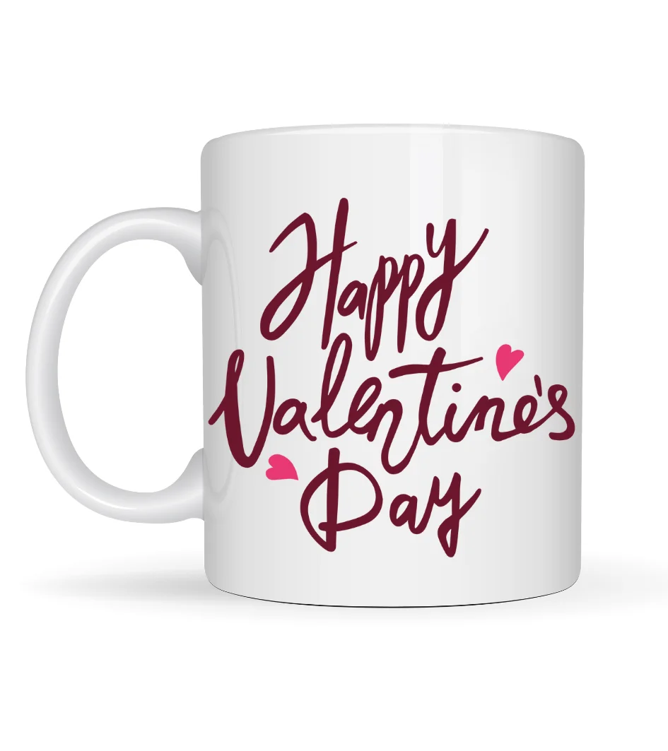 Sevgililer Günü Özel Porselen Kupa - Happy Valentine’s Day Baskılı Tasarım