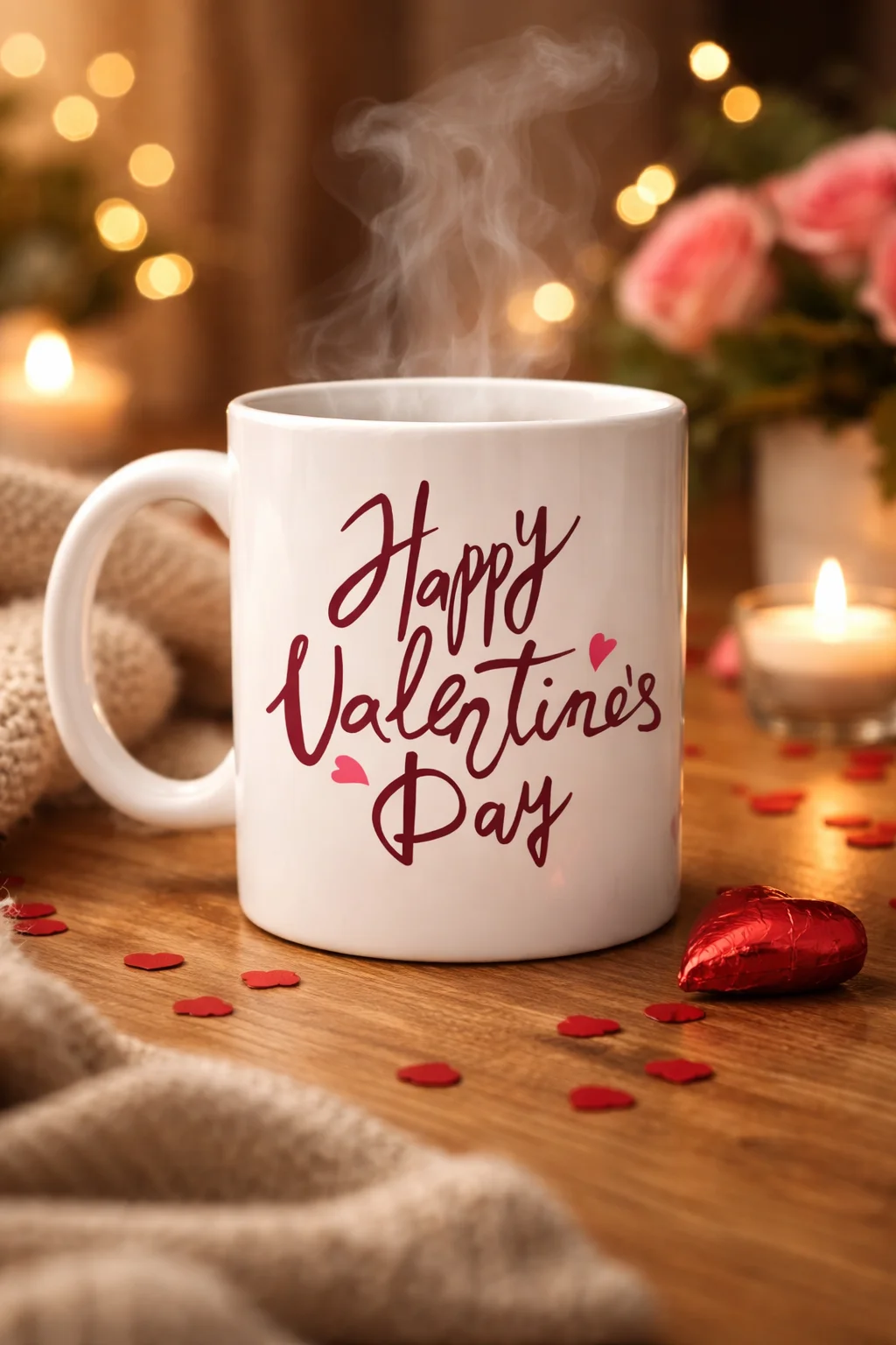 Sevgililer Günü Özel Porselen Kupa - Happy Valentine’s Day Baskılı Tasarım