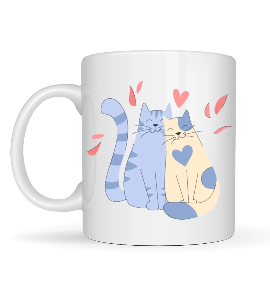 Northcity Sevimli Aşık Kediler Porselen Kupa Model 42 - Love Cats